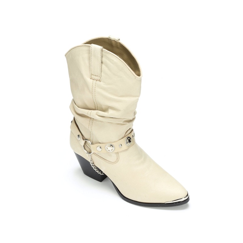 Dingo Genuine Leather Slouch Cowgirl Boot with Studs and Chain Detail for Women - MIDNIGHT VELVET CATALOG