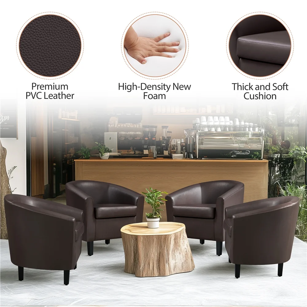 Renwick Faux Leather Barrel Accent Chair for Living Room, Set of 2, Black - Image 67