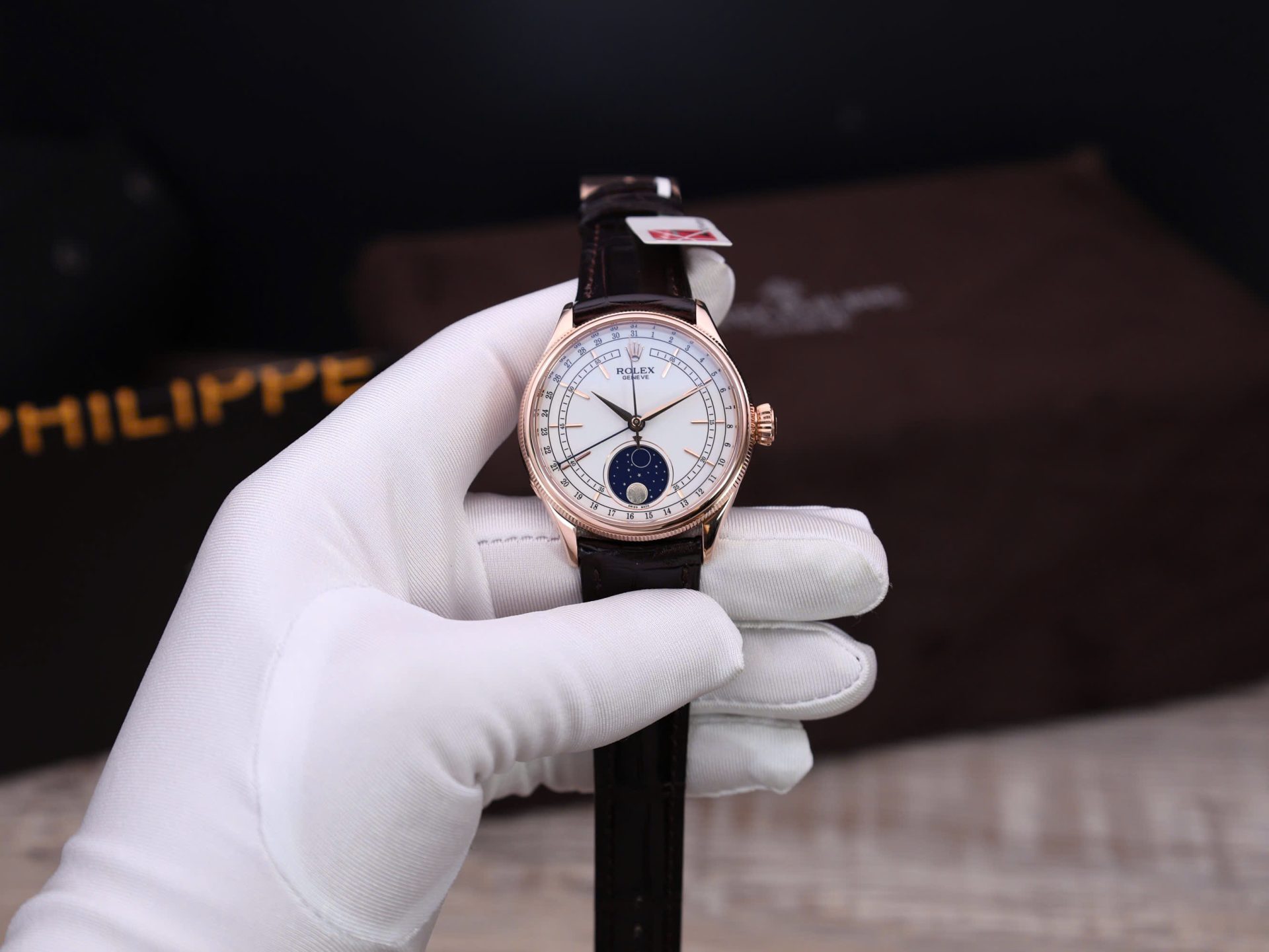 Rolex Cellini Moonphase Replica Watch Gold Wrapped KZ Factory 39mm - Elite Watch Atelier