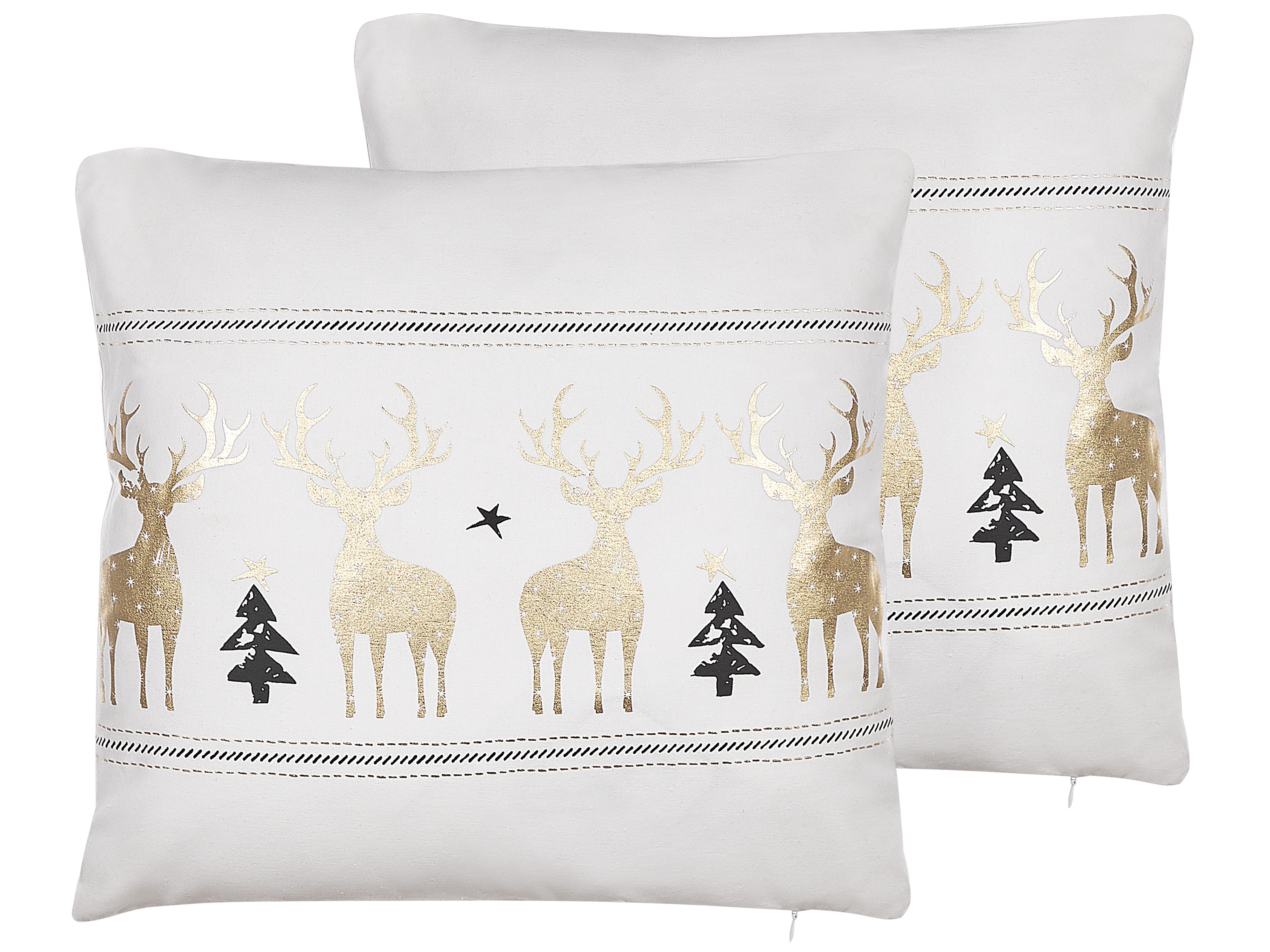 Set of 2 Decorative Cushions DONNER Cotton 45 x 45 cm White Christmas Motif