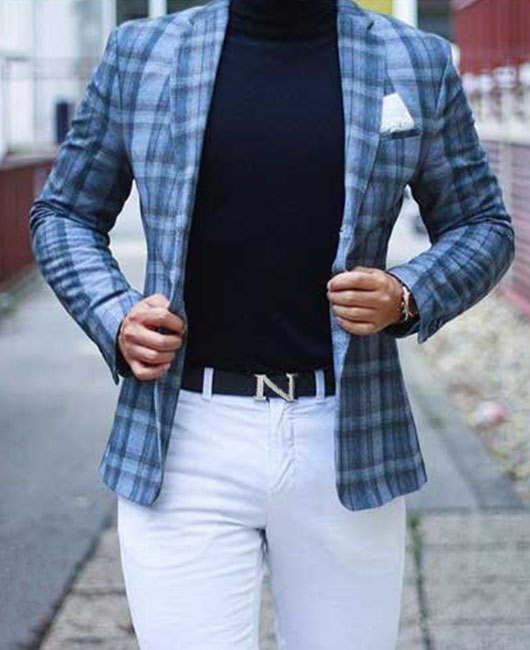 Daily Plaid Notch Lapel Single Breasted Pocket Blazer
