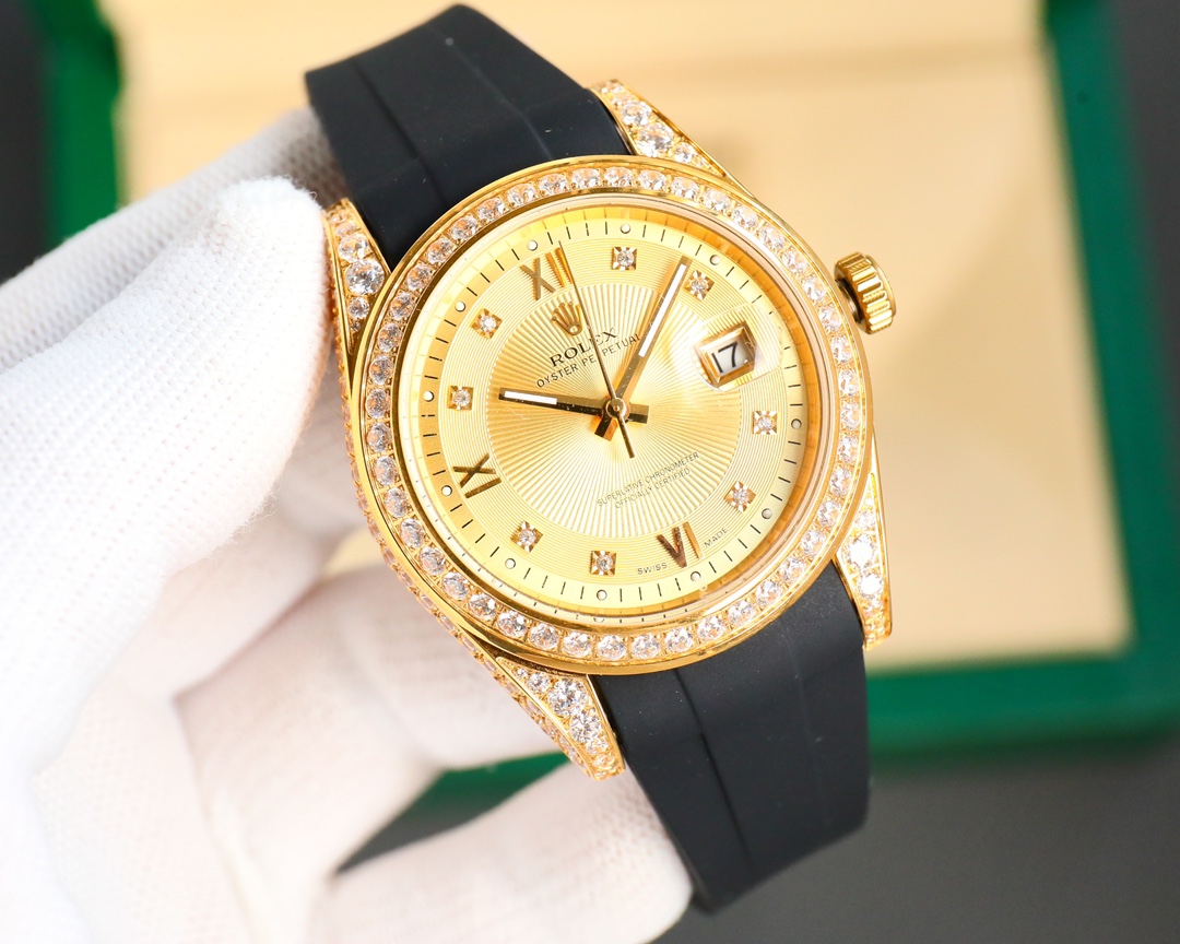 Rolex Logbook Full Luxury-Roman Diamond Dial-18k Nano-Technology 41MM-Golden(1:1 replica) - Top club