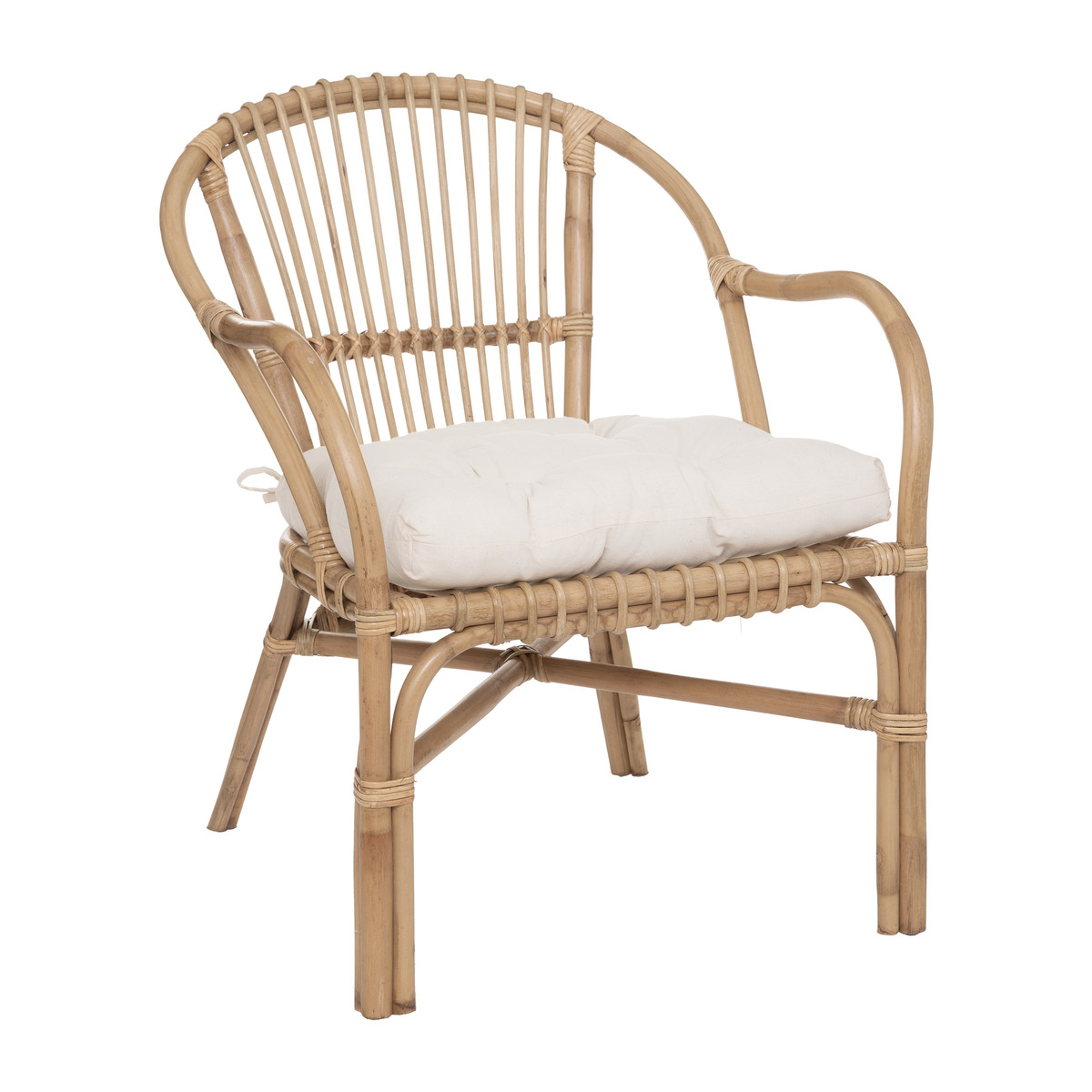 Armchair "Neta" Metal, rattan, white fabric