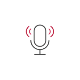 Icône de microphone avec ondes sonores, enregistrement audio.