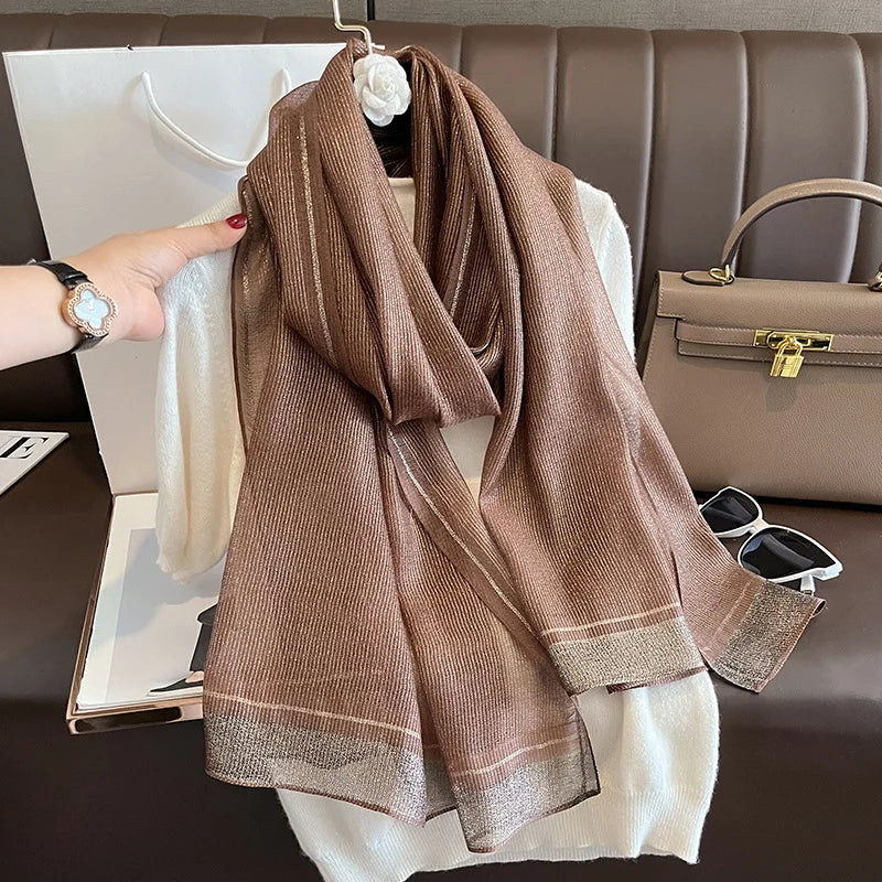 Luxe Zijde-Wollen Sjaal Dames - Warme Winter Wrap Met Bloemenprint