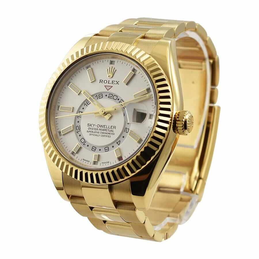 Rolex Sky-Dweller Yellow Gold Fluted Bezel Replica - Elite Watch Atelier