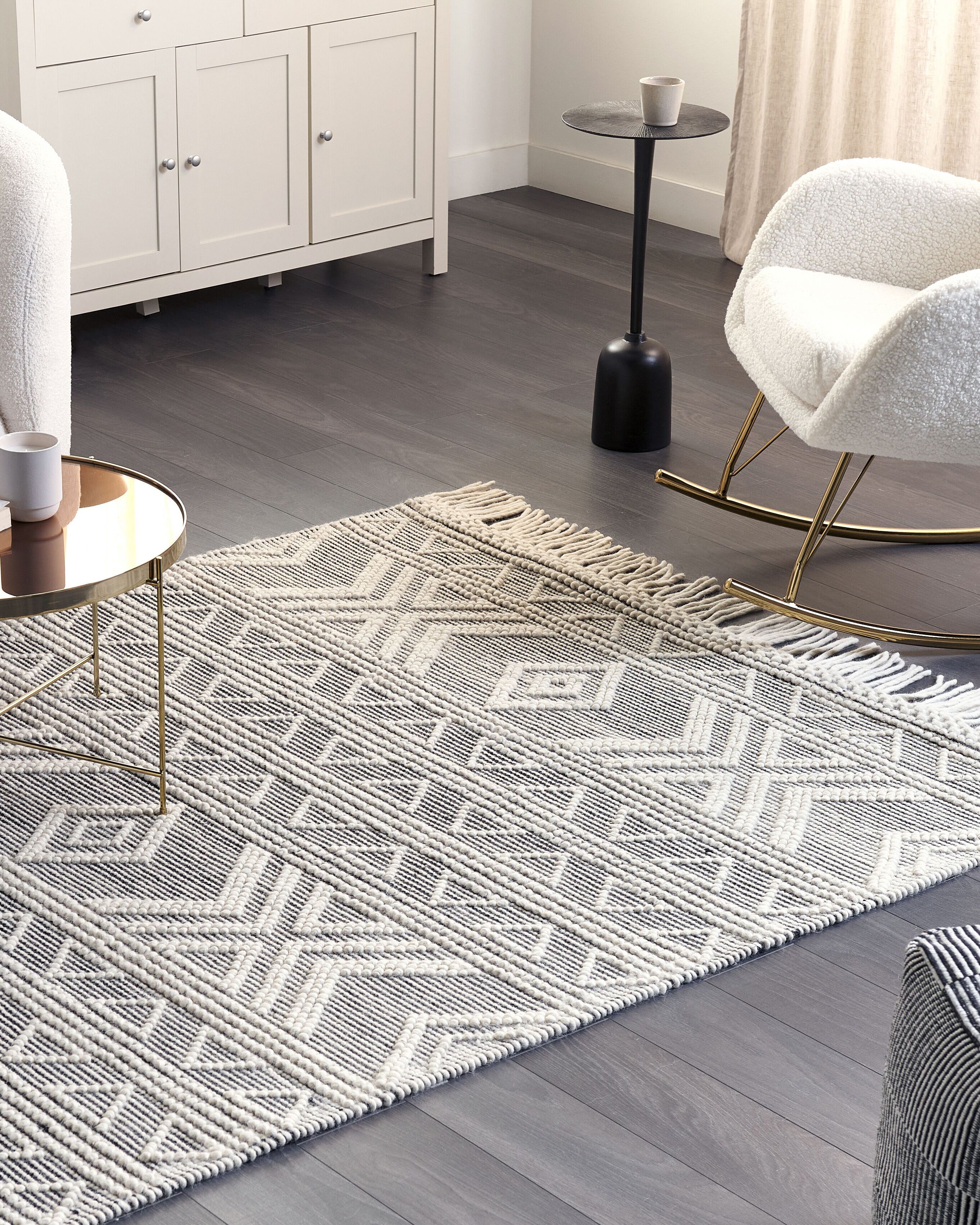 Rug PAZAR Black/ White 160 x 230 cm Wool