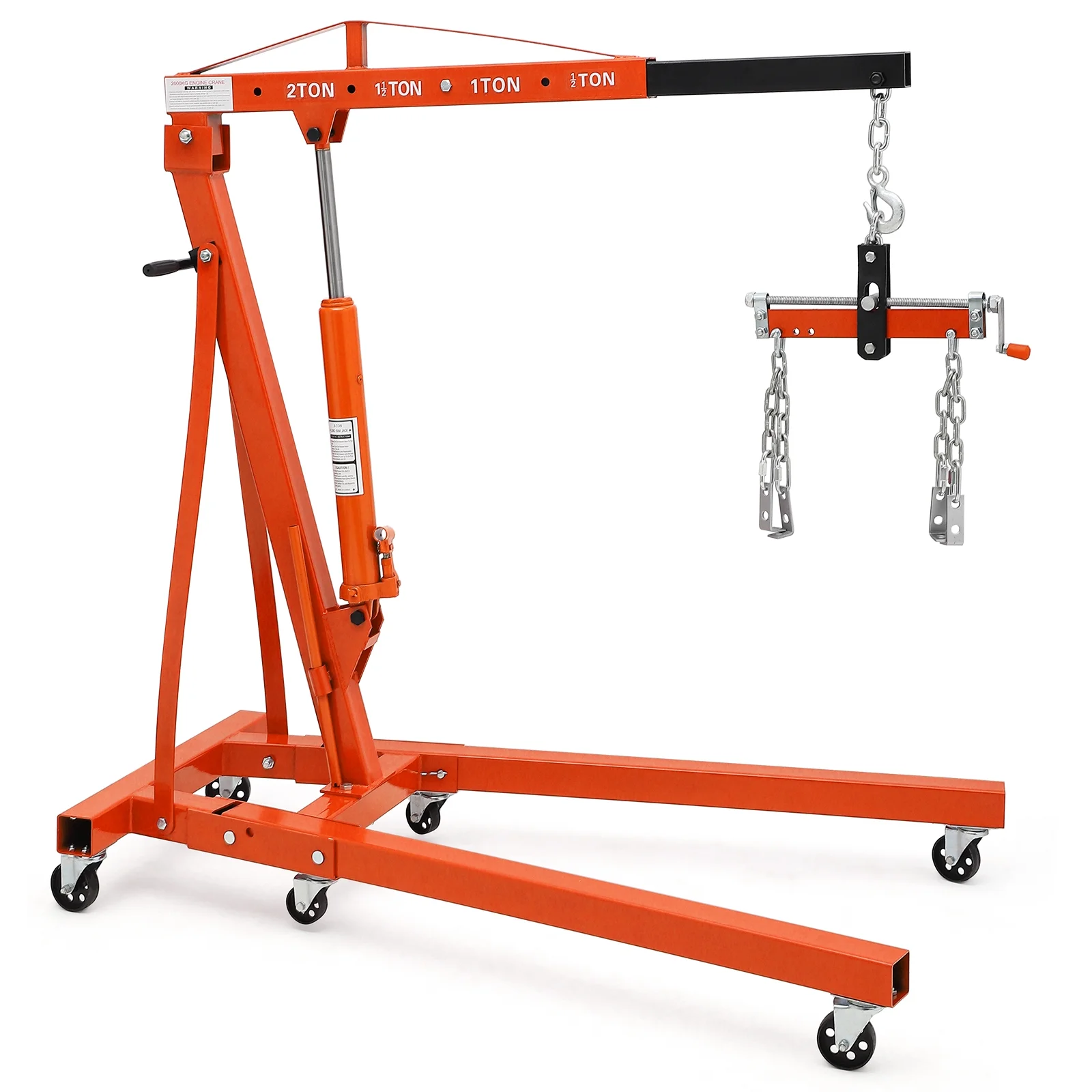 JoanKaren Hydraulic Engine Hoist,4400lbs Max Weight,Folding Engine Lift Shop Crane with Lever and 6 Steel Caster Wheels,Yellow - Image 16