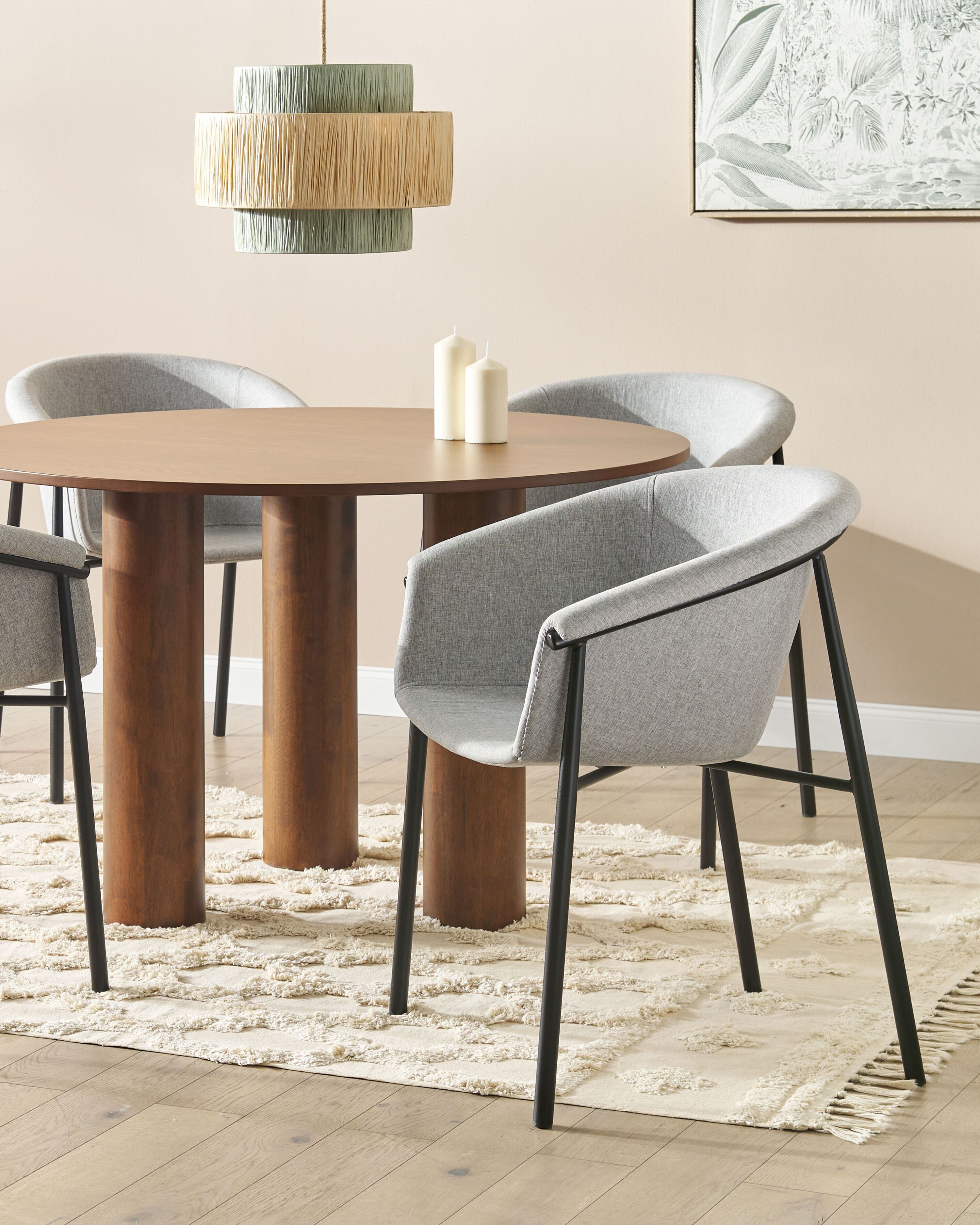 Set of 2 Dining Chairs AMES Fabric Light Grey