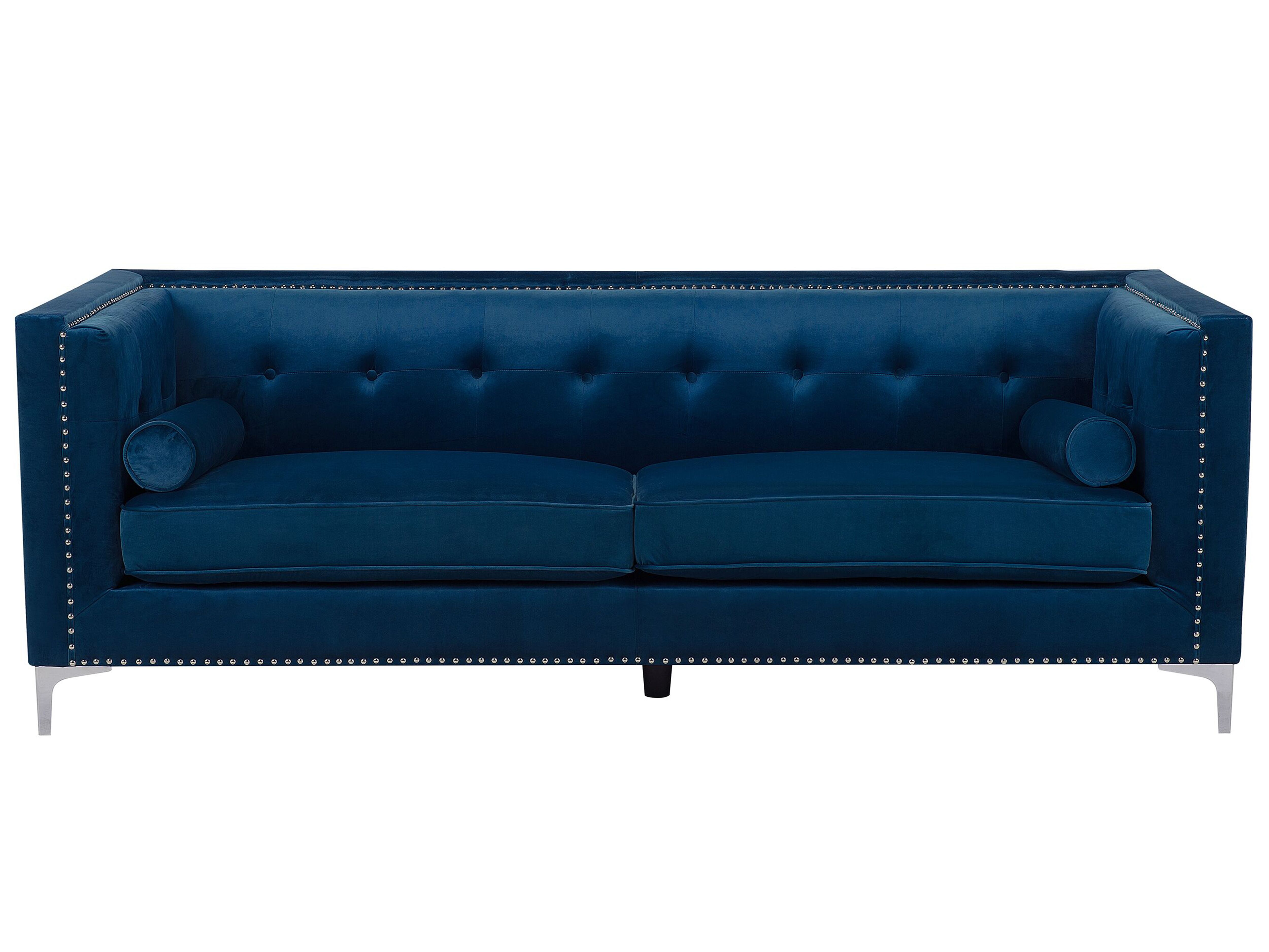 Sofa 3 Seater AVALDSENES Velvet Navy Blue