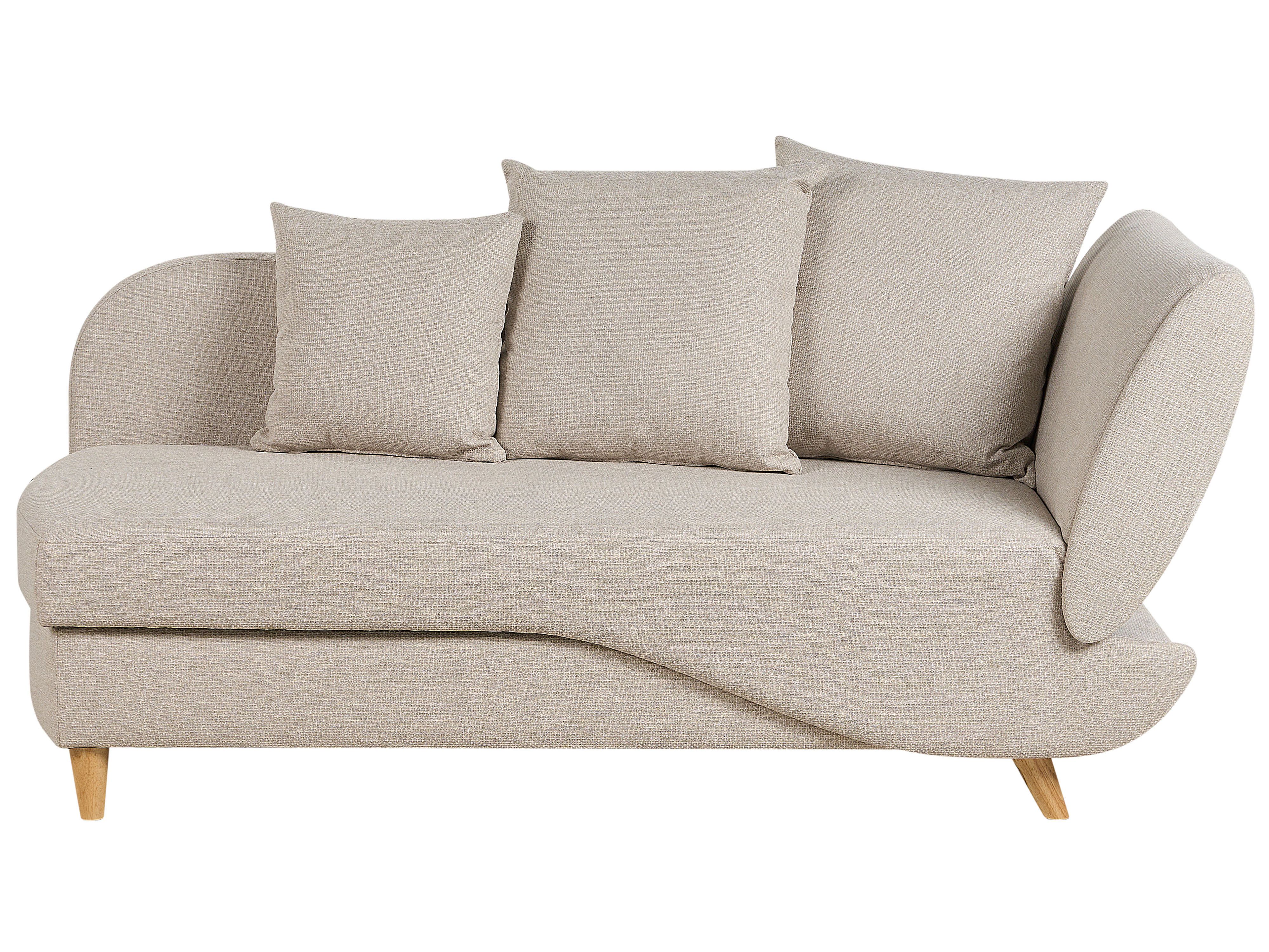 Right-Hand Chaise Lounge MERI Faux Linen Beige with Storage