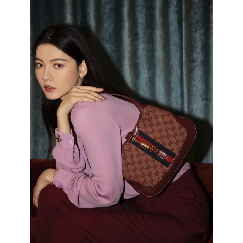 Replica Gucci Jackie 1961 Small Shoulder Bag 636706 In Burgundy Gg Canvas1:1High-quality replica