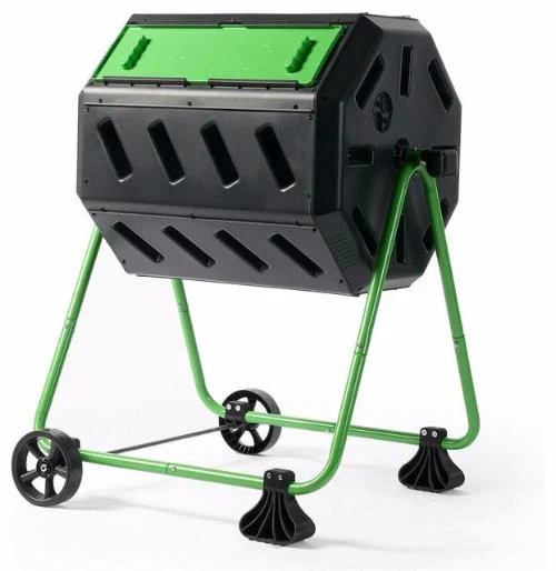 Compost Tumbler Bin 5 Cubic Ft / 37 Gallon, Black Green - Dual Chamber Compost Tumbler Bin 5 Cubic Ft / 37 Gallon, Black Green - Dual Chamber