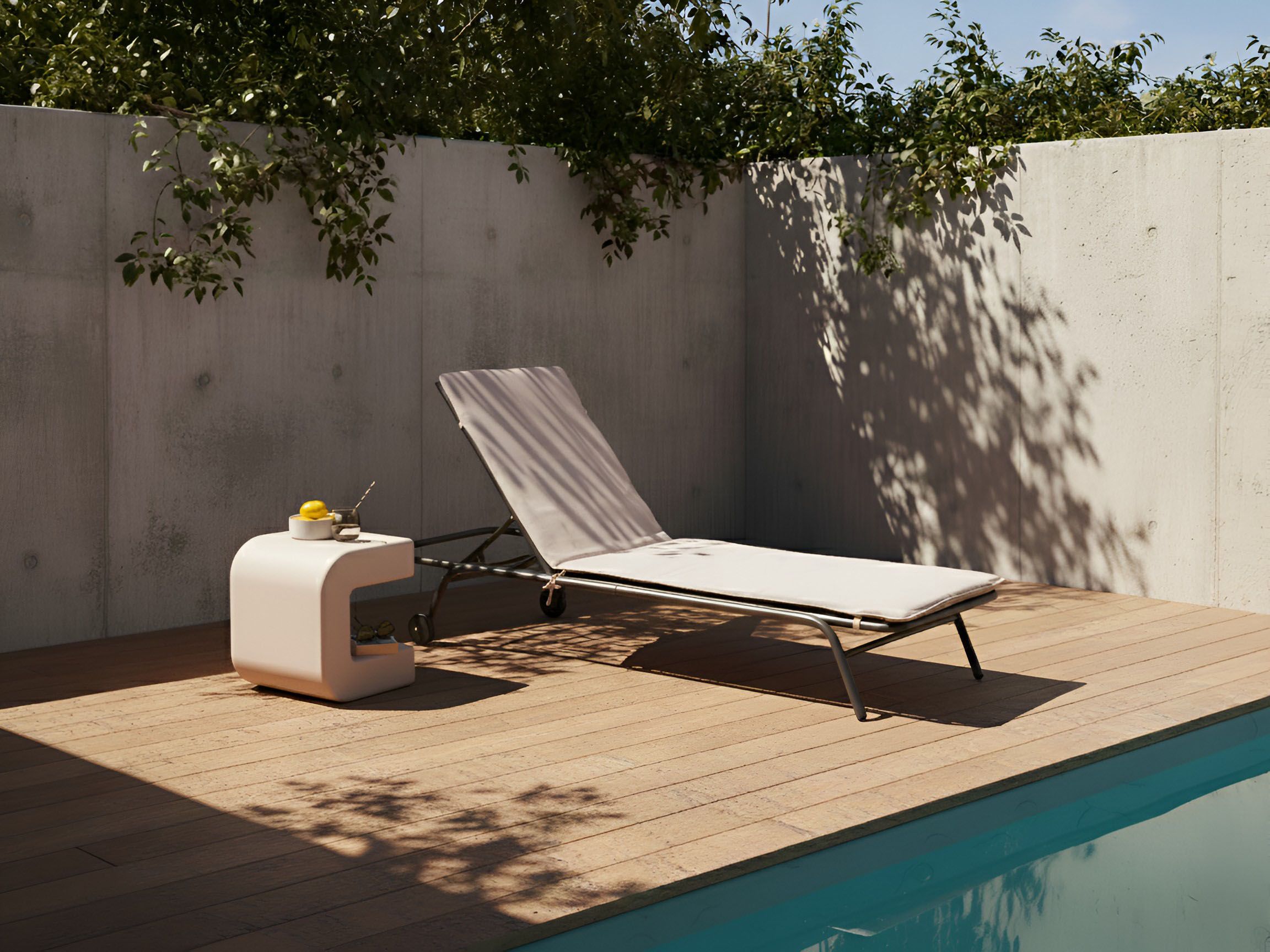 Sun Lounger VOLTERRA Metal Beige