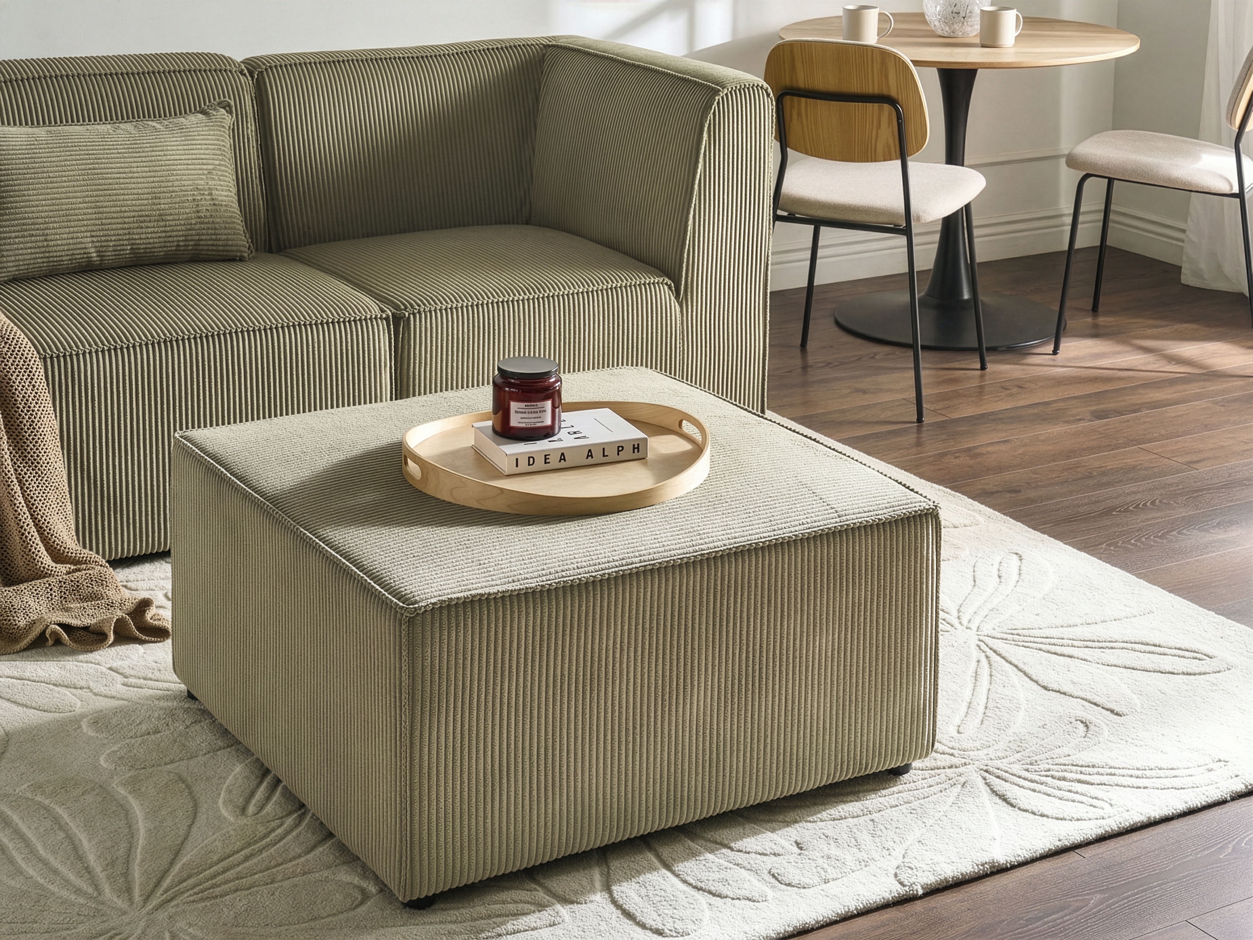 Ottoman LEMVIG Corduroy Green