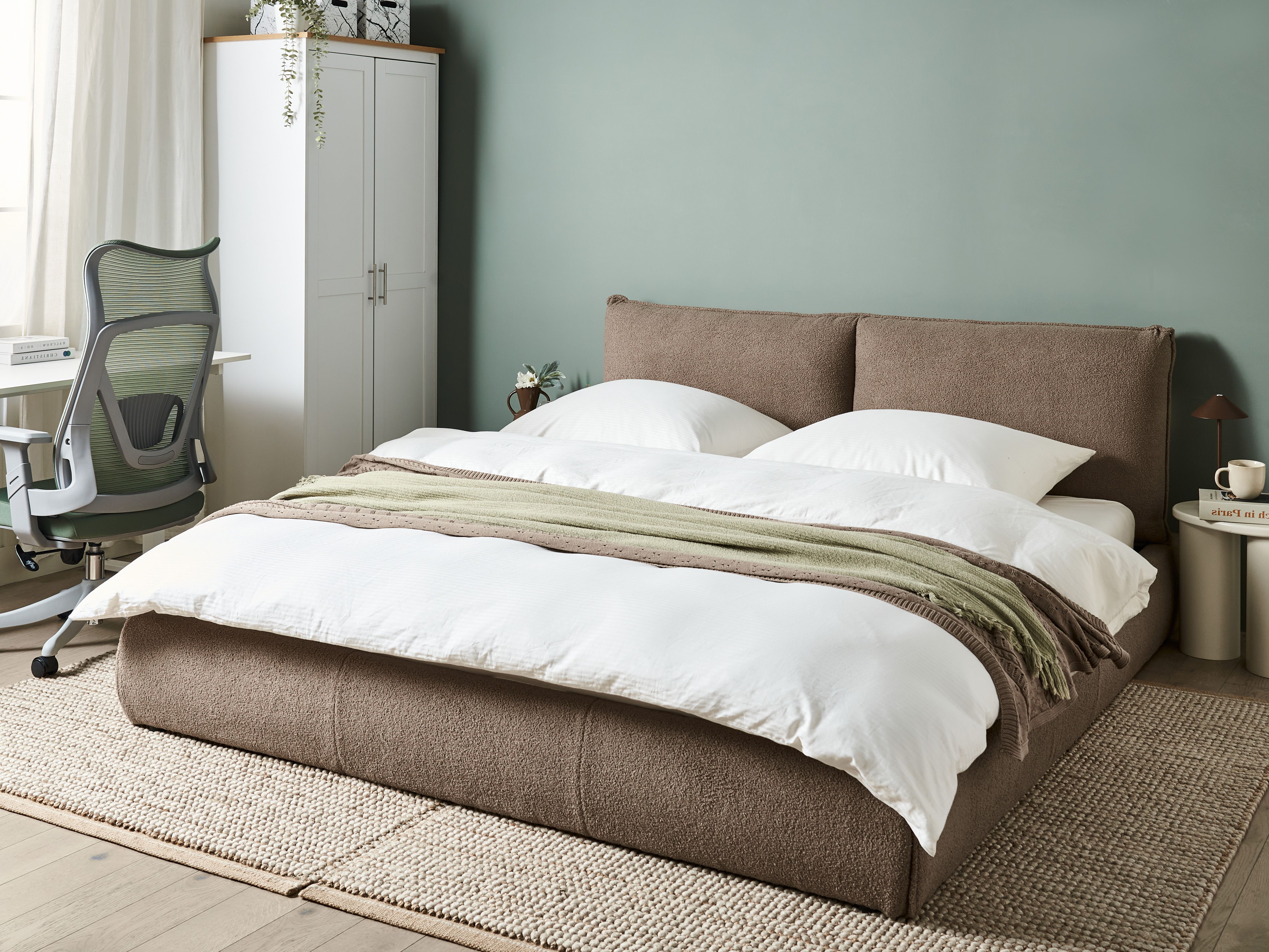 Bed Boucle VINAY 180 x 200 cm (EU Super King) Brown
