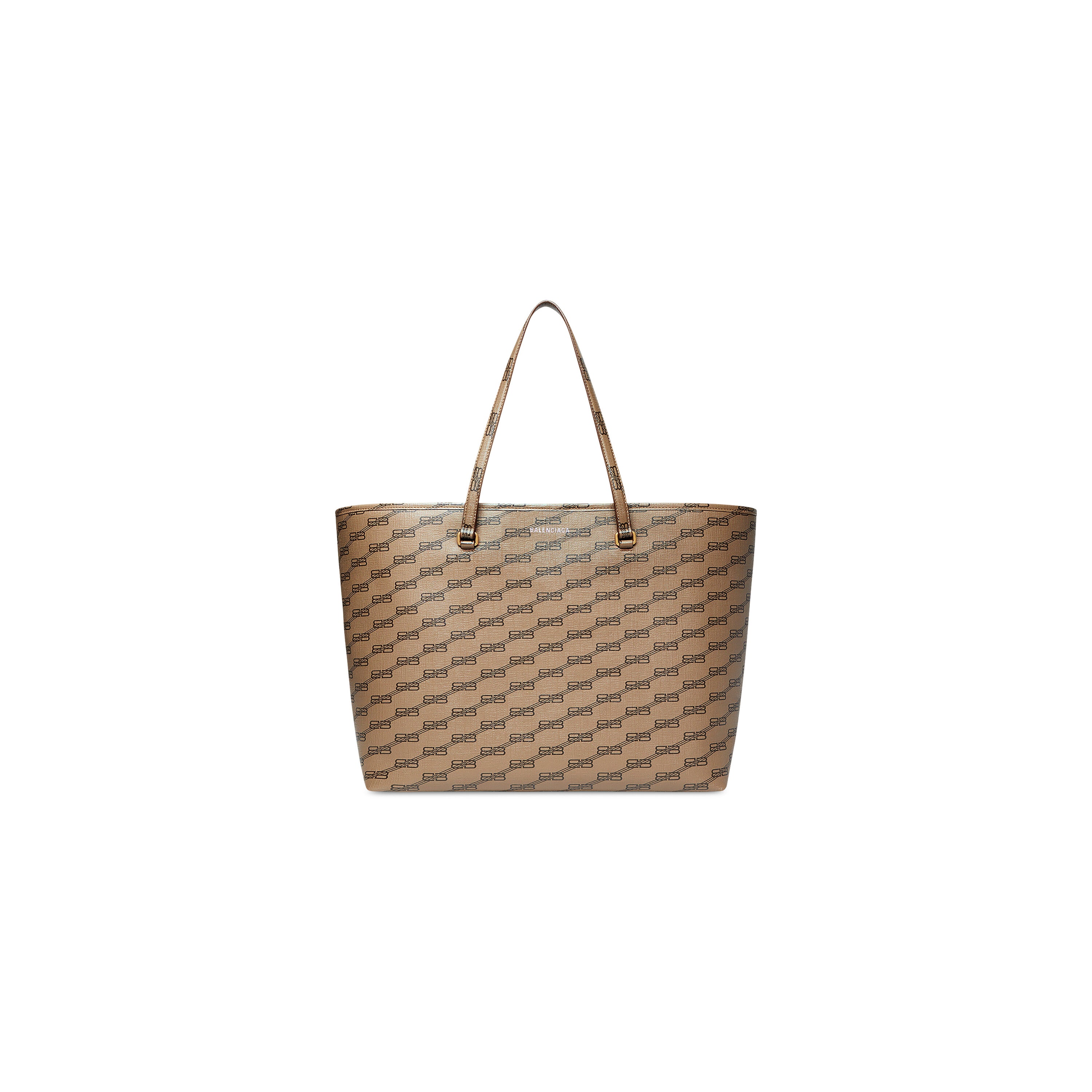 SIGNATURE LARGE EAST-WEST SHOPPER BAG BB MONOGRAM COATED CANVAS IN BEIGE - Replicaclubs
