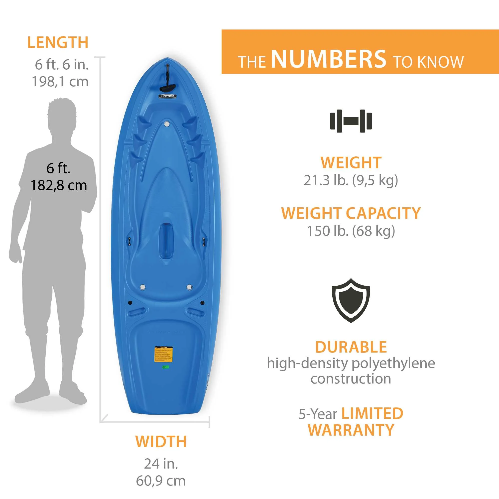 Lifetime Recruit 6.5 ft Youth Sit-on-Top Kayak, Lime Green (90765) - Image 23