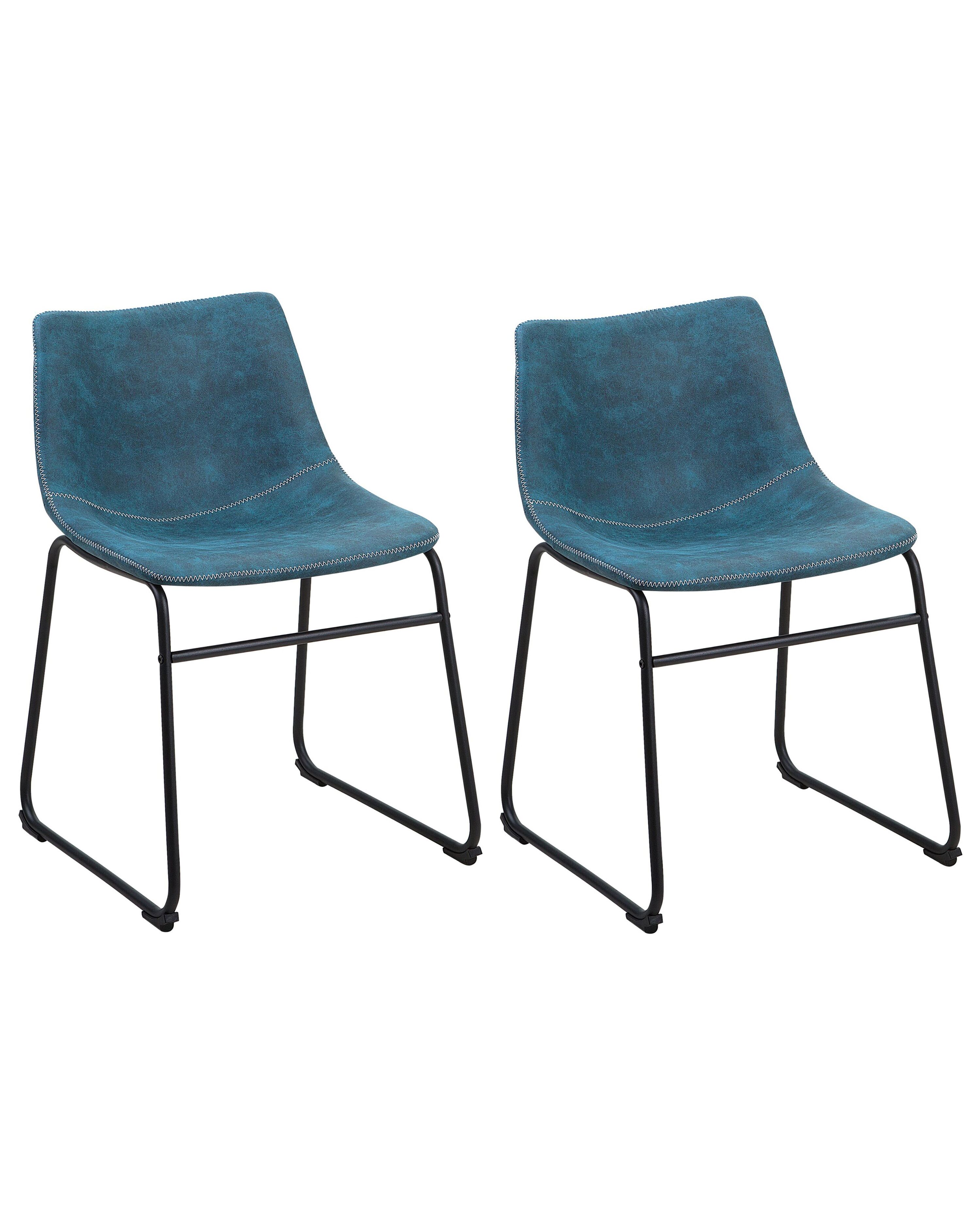 Set of 2 Dining Chairs BATAVIA Fabric Sea Blue