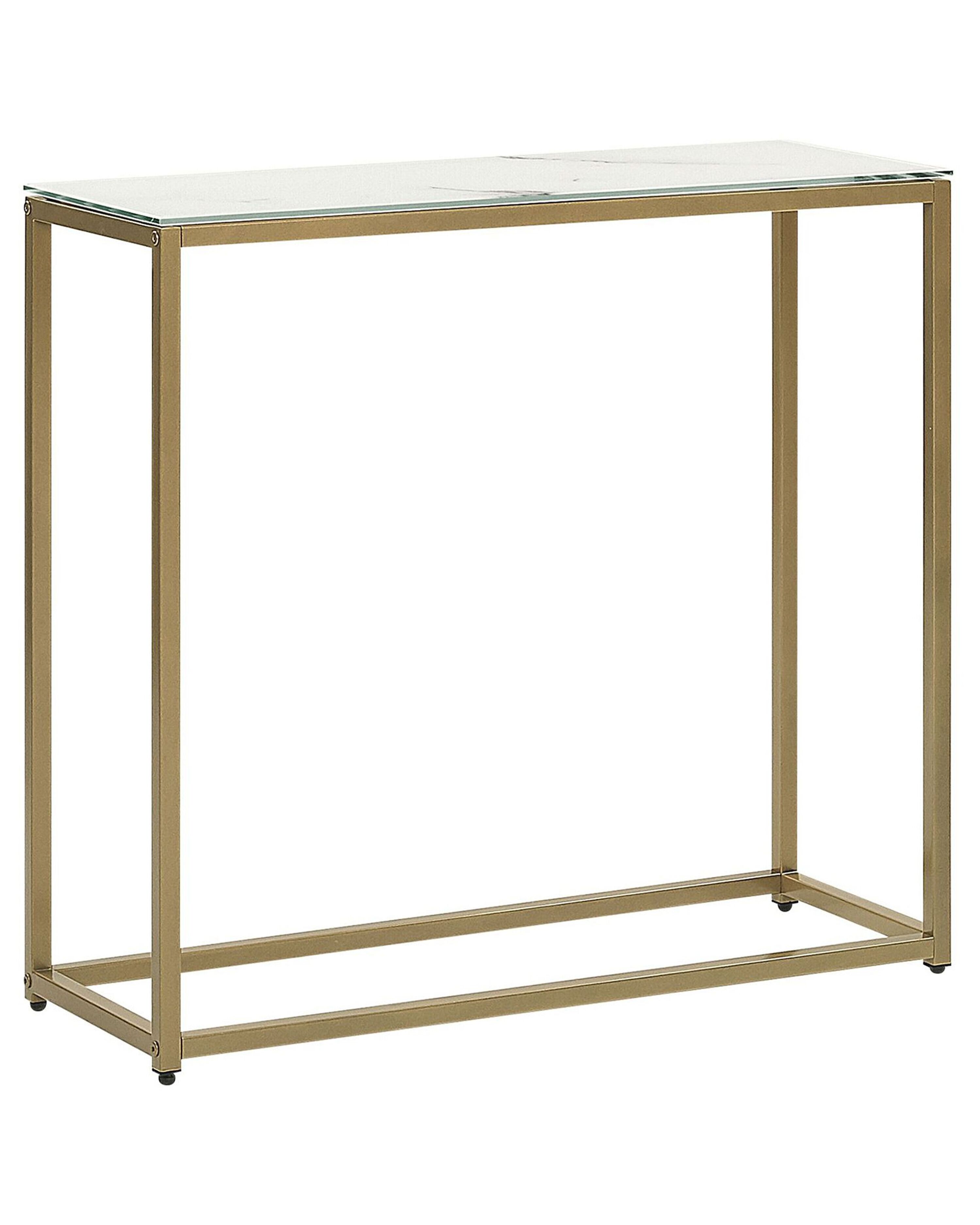 Console Table DELANO Tempered Glass Marble/ Gold