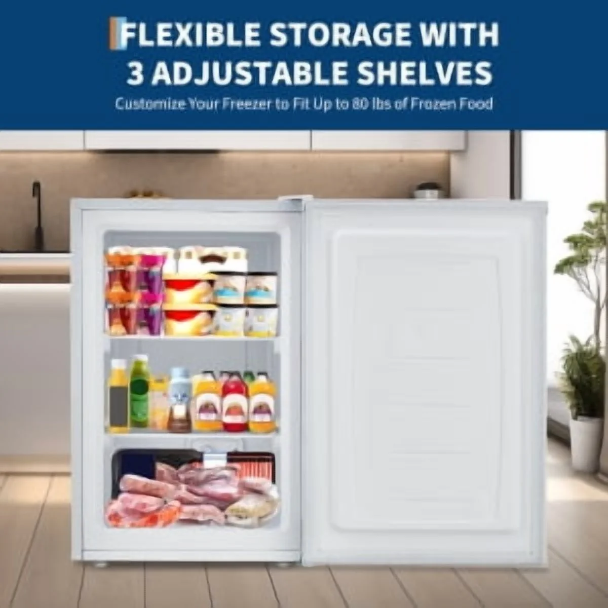 Studyset 3.0 Cu.Ft Upright Freezer with Reversible Door - Compact Single Door Freezer for Apartments/Dorms/Office/Garage, Ultra-Quiet, Space-Saving Design, White