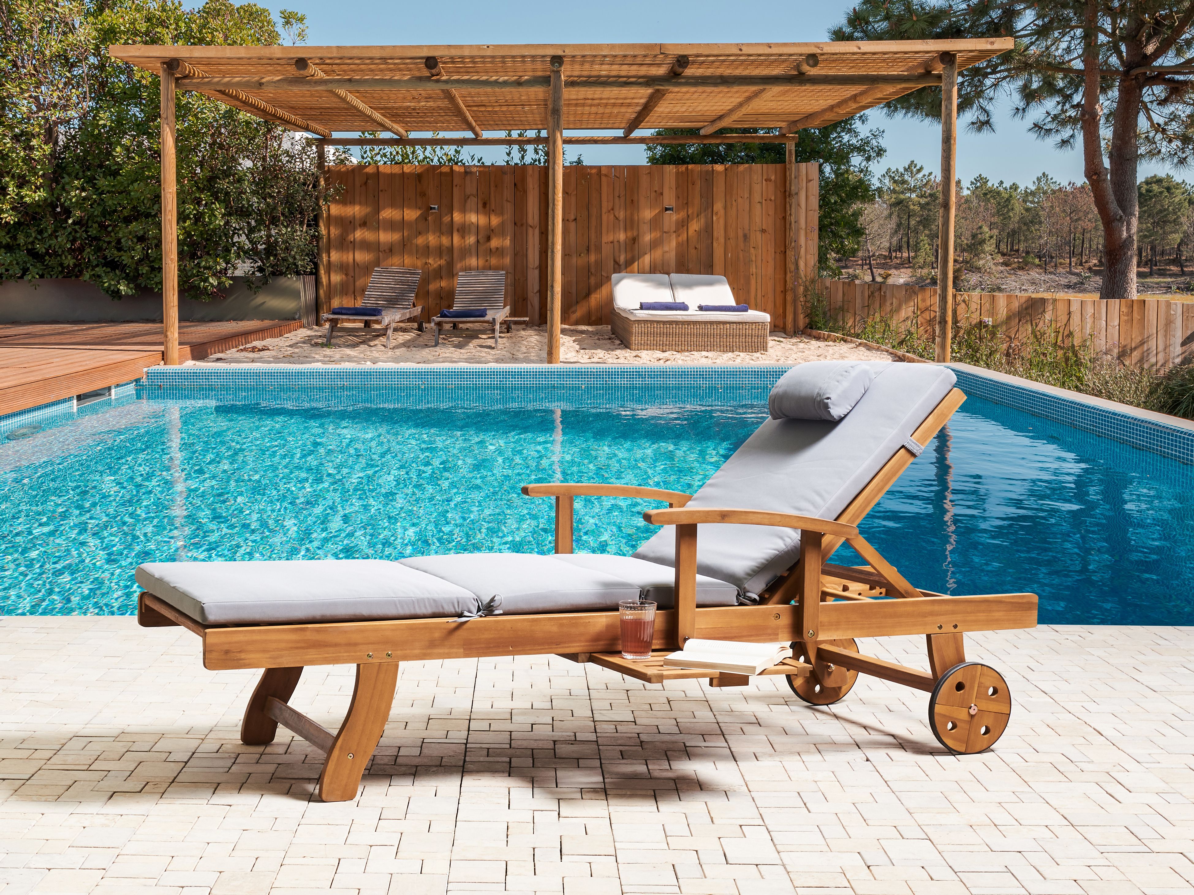 Sun Lounger Pad Cushion TOSCANA/JAVA/AMANTEA PREMIUM 189 x 58 cm Grey Melange