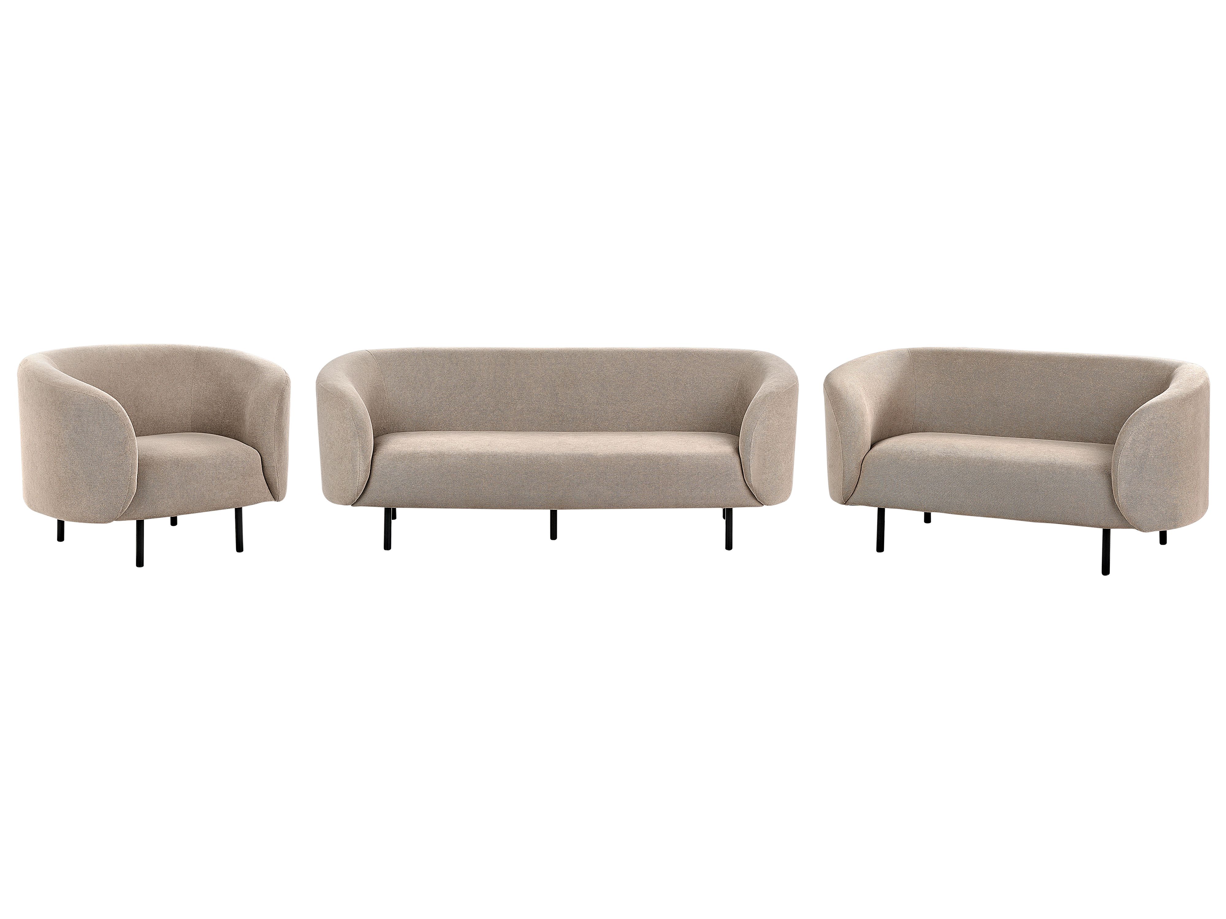 Living Room Set 6 Seater LOEN Fabric Taupe