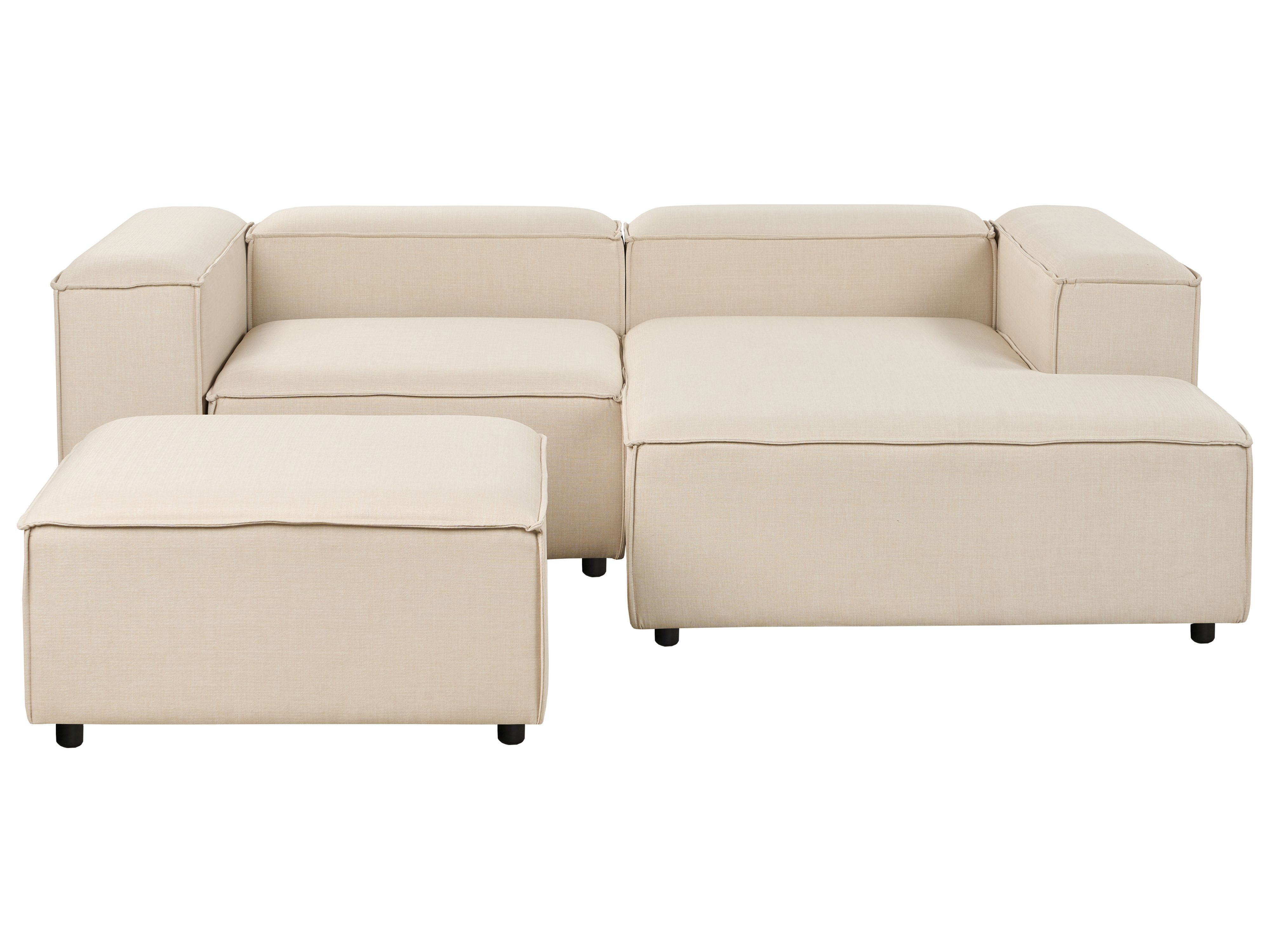 Modular Corner Sofa 3 Seater ARDAL Fabric Beige with Ottoman Left Hand