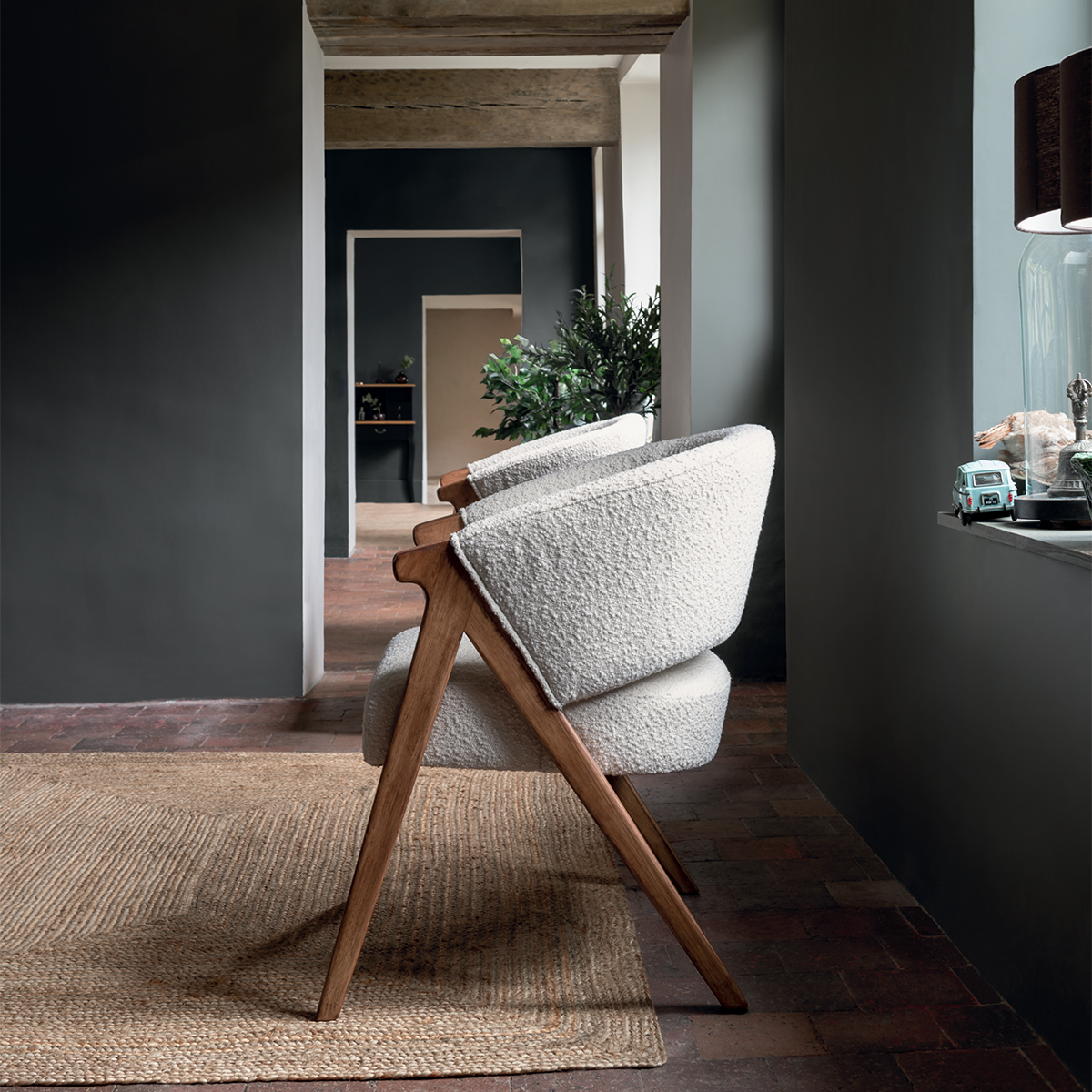 Armchair "Amza" Bouclette, White