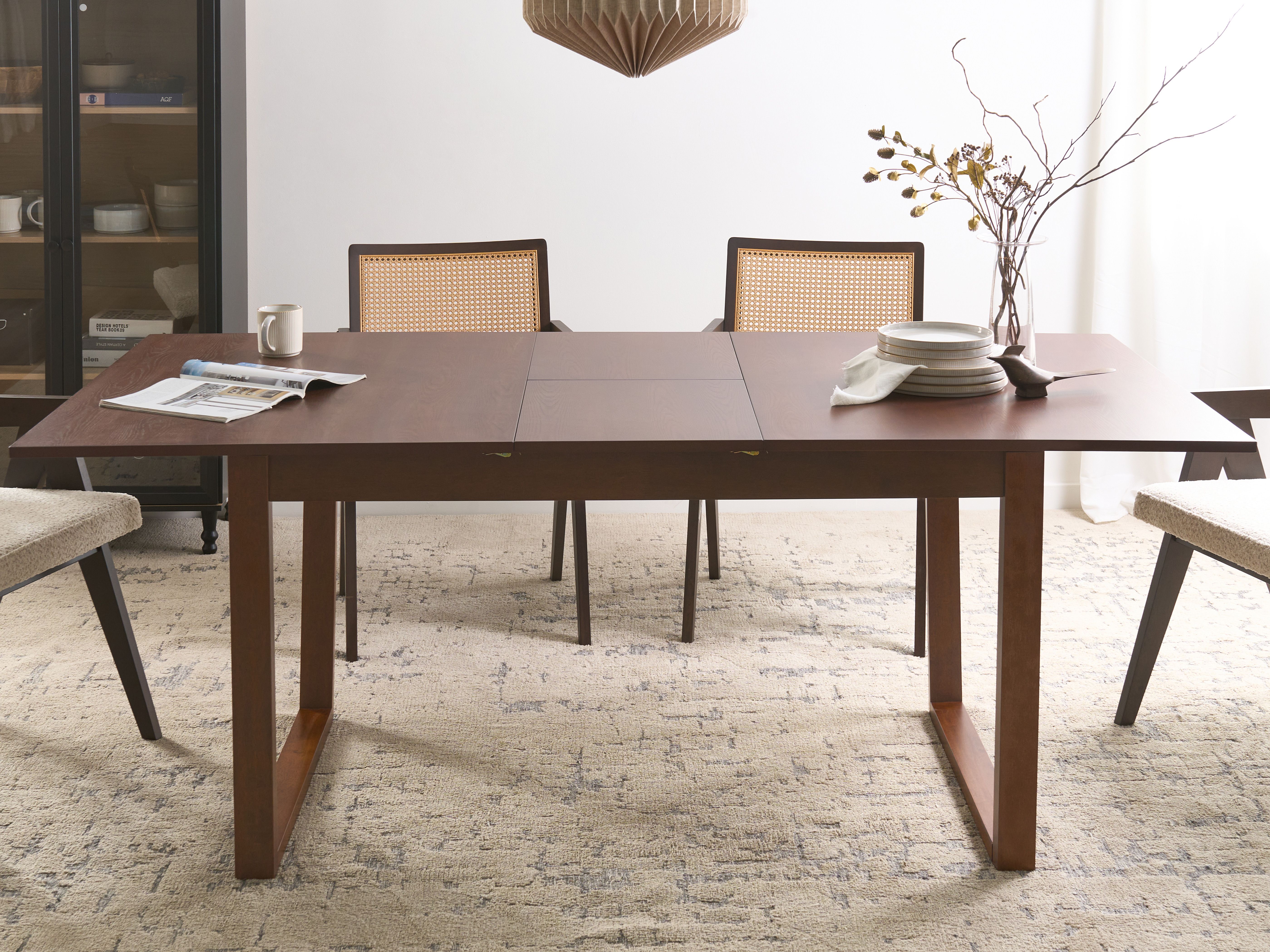 Extending Dining Table CAMDEN Dark Ash Wood 160/200 cm 95 cm