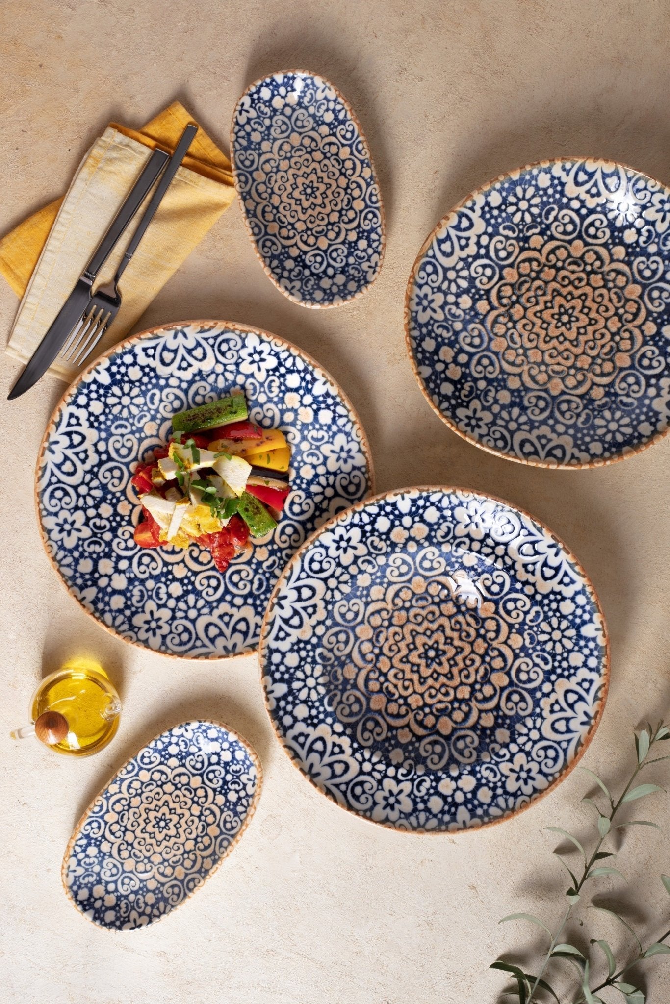 Bonna Diep bord - Alhambra - Porselein - 15 cm (330cc) - set van 6