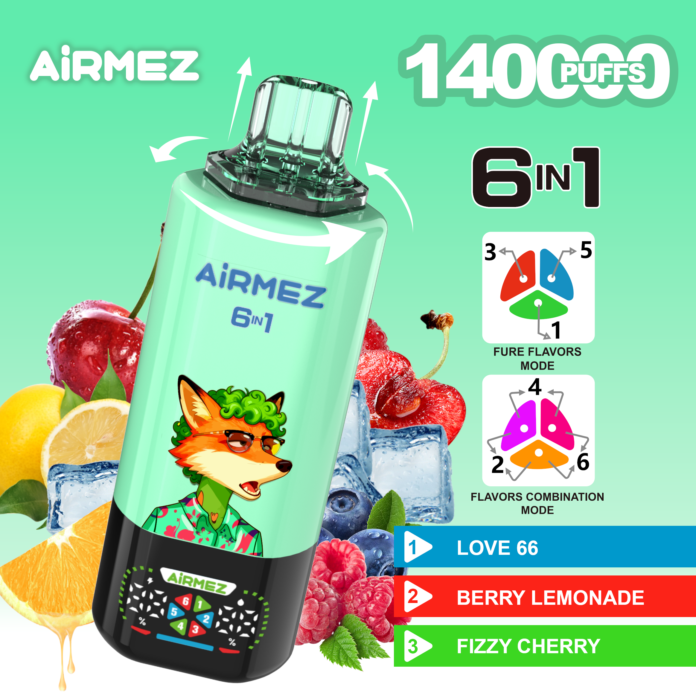 Airmez Fox 6-in-1 140K Puffs