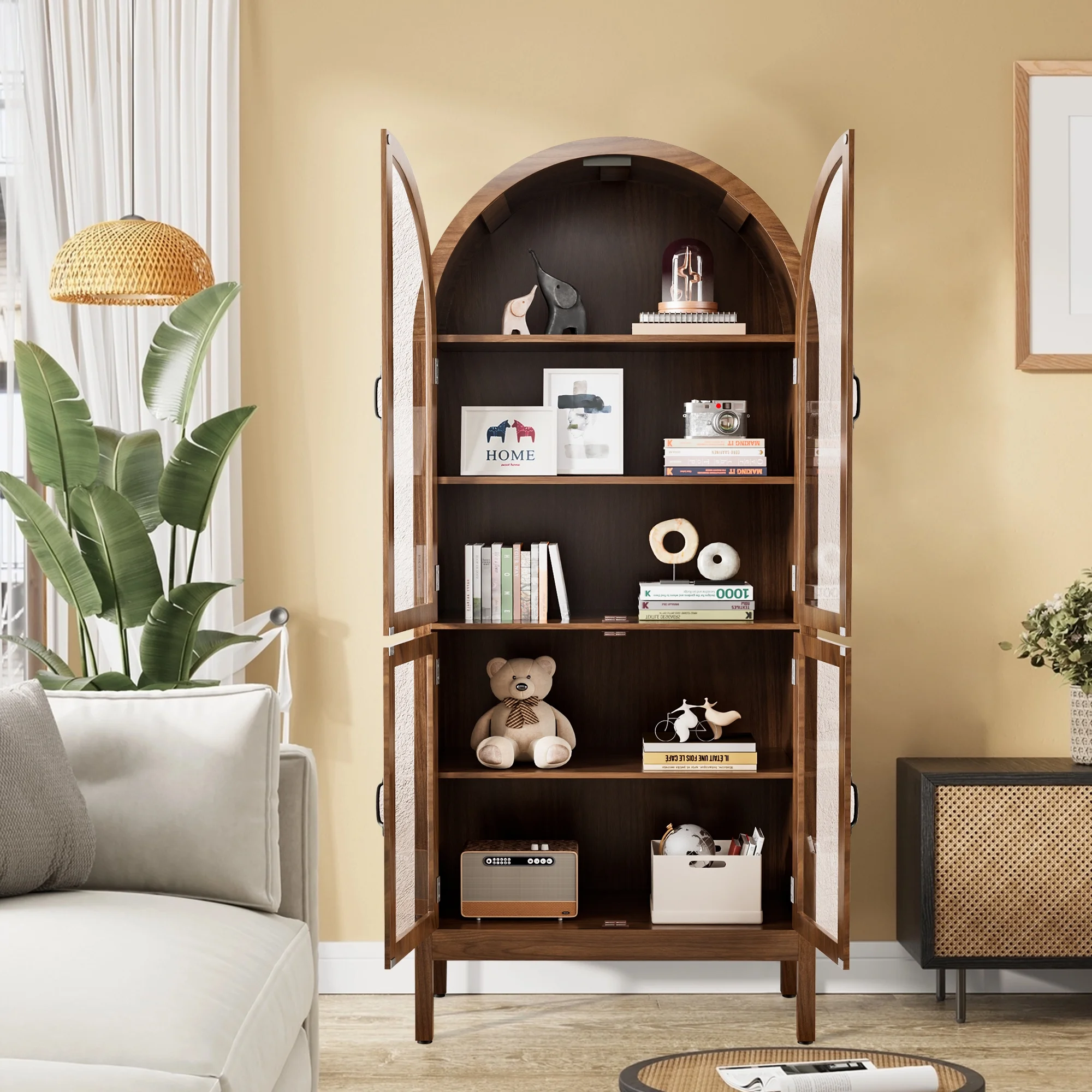 Fiogmub Tall Arched Storage Display Cabinet, Arched Pantry Cabinet with Doors, Acrylic Glass Doors - Image 24