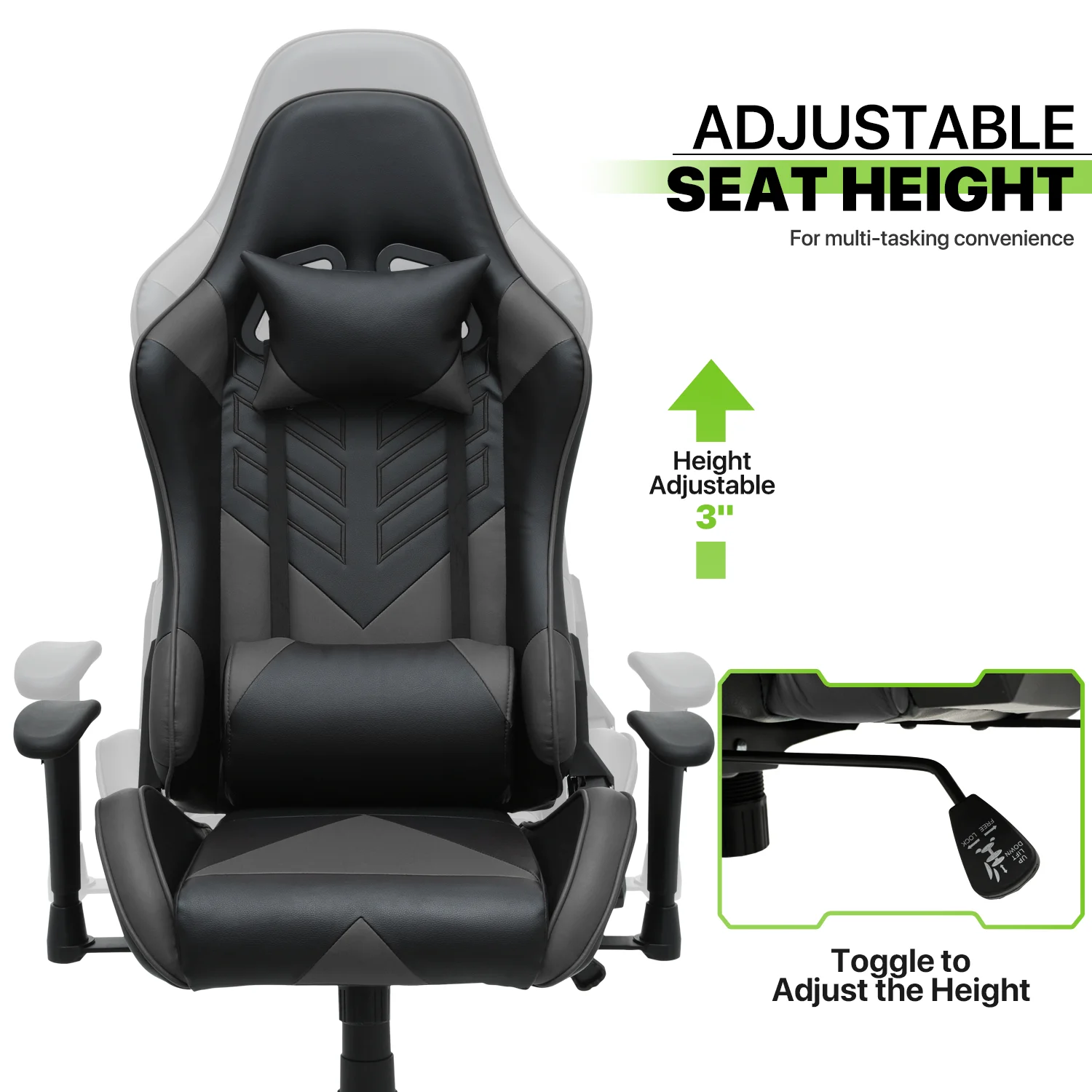 Magshion Ergonomic Gaming Chair, Comfortable Gaming Chair, Computer Chair Leather Desk Chair Adjustable Swivel Gaming Office Chair, Blue - Image 59