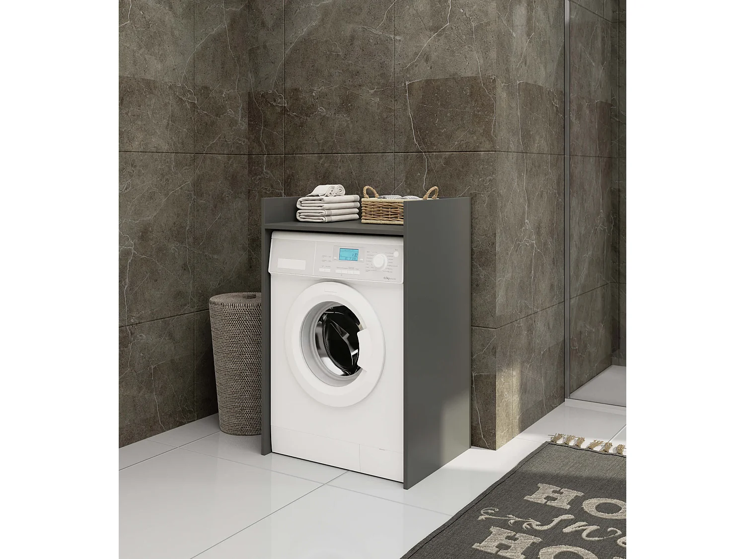 Meuble pour lave-linge AKORD FIN Gris Graphite 64 cm 1 étagère 64x50x98 cm