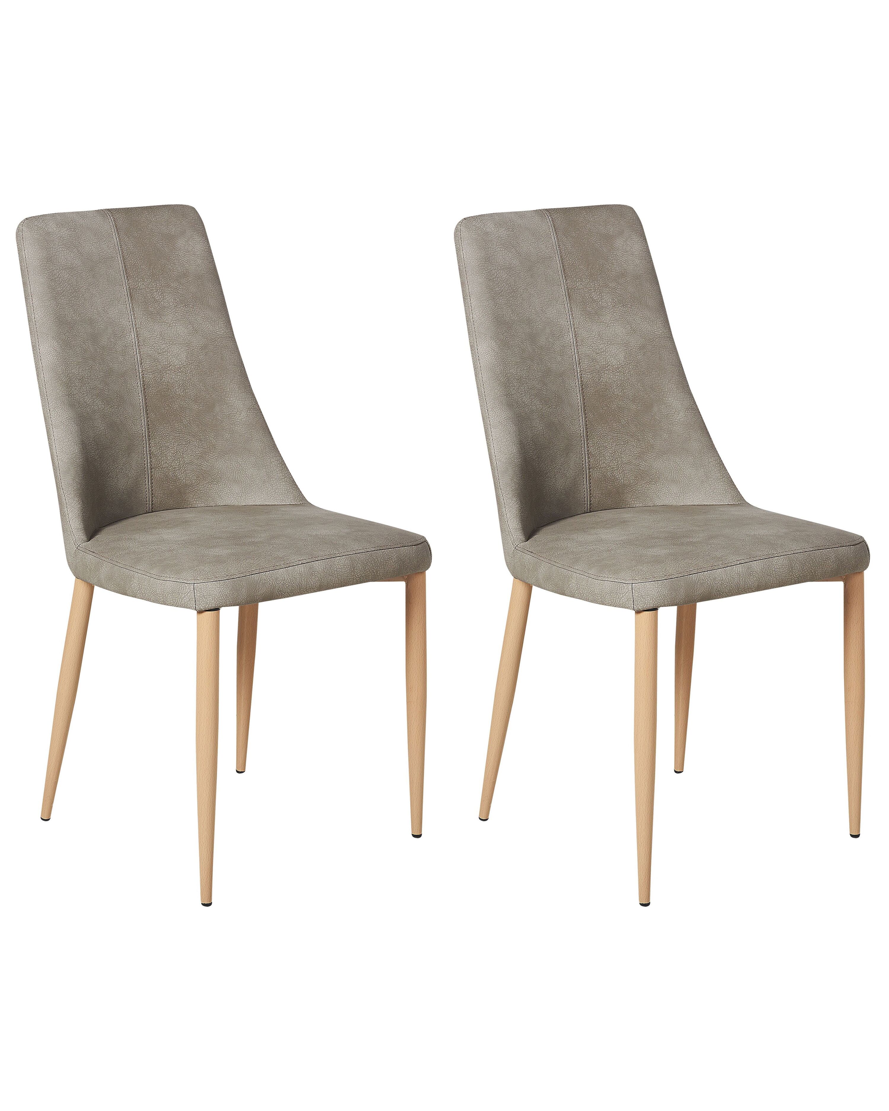 Set of 2 Dining Chairs CLAYTON Faux Leather Light Grey