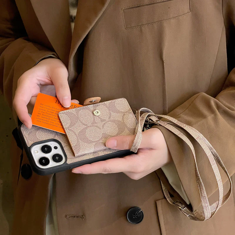 Coach iPhone Case With Wallet And  Strap White -SZK240402 - Wholesale & Influencer