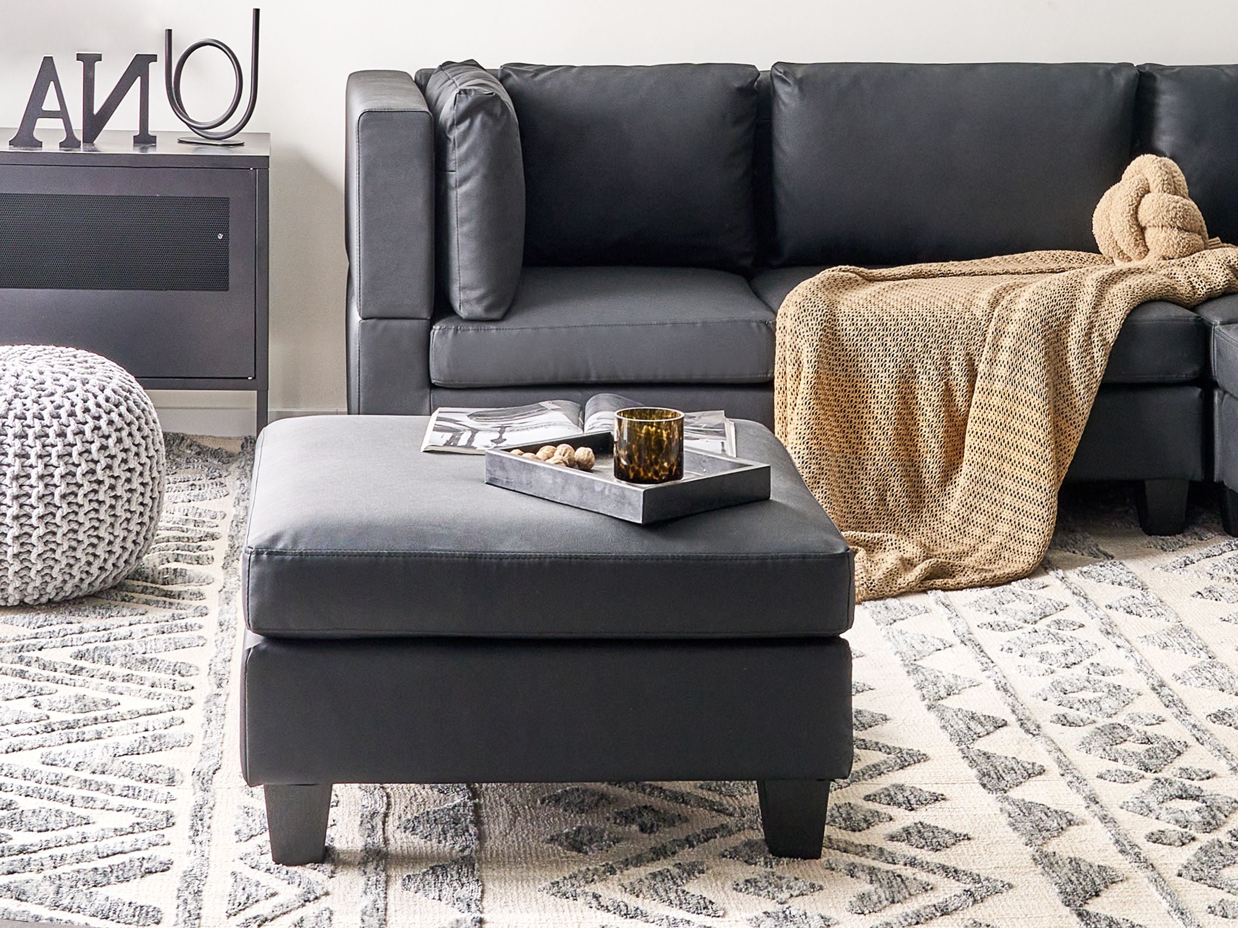 Ottoman UNSTAD Faux Leather Black