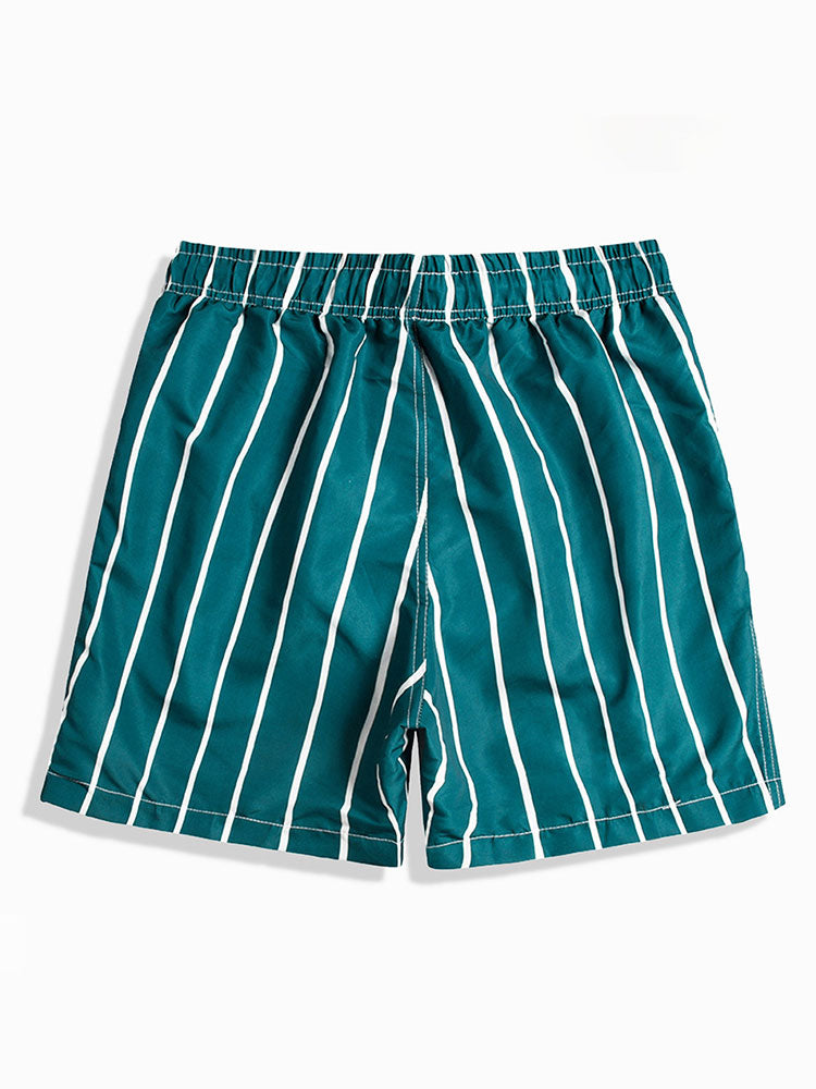 Man Striped Print Swim Shorts