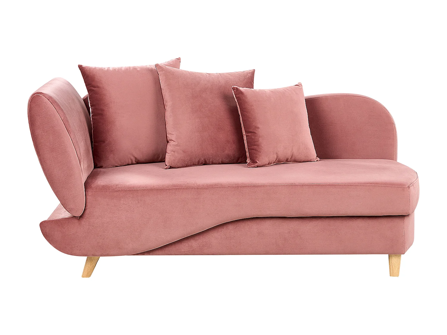 Chaise longue côté gauche MERI Velours Rose avec rangement