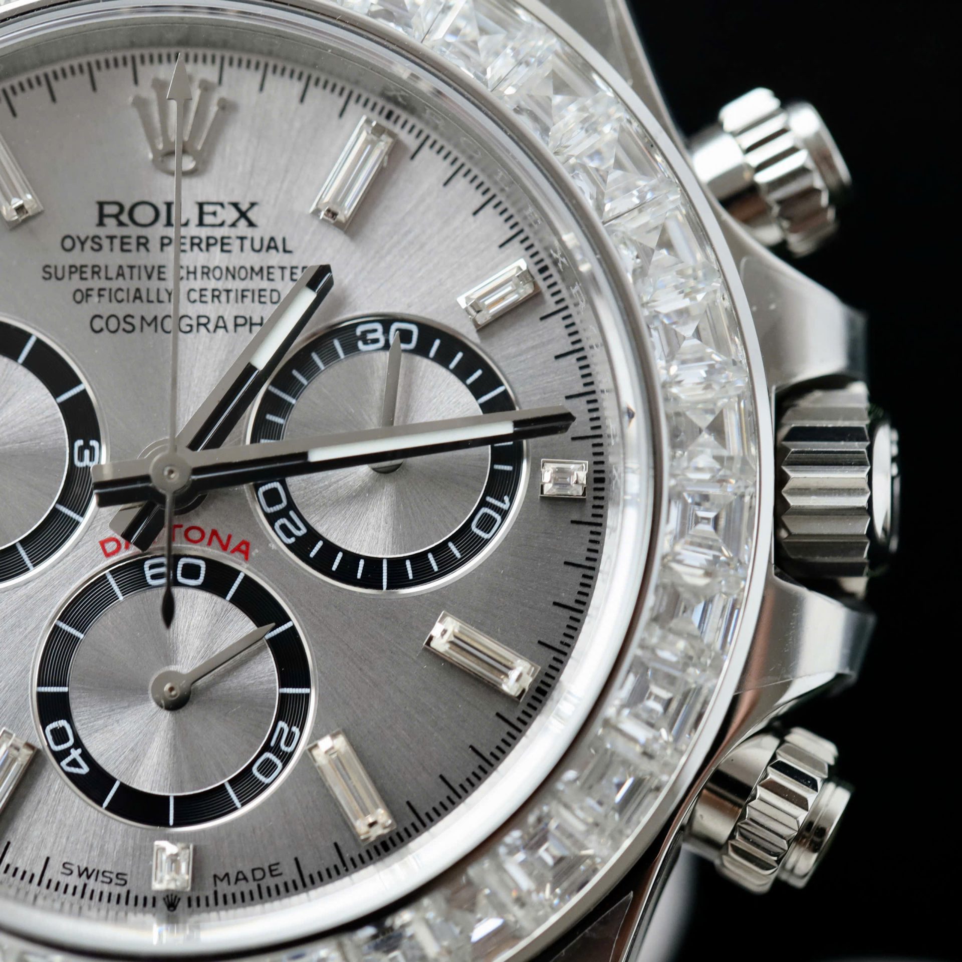 Rolex Daytona 126500 Copies Watch Diamonds Moissanite Custom 40mm - Elite Watch Atelier