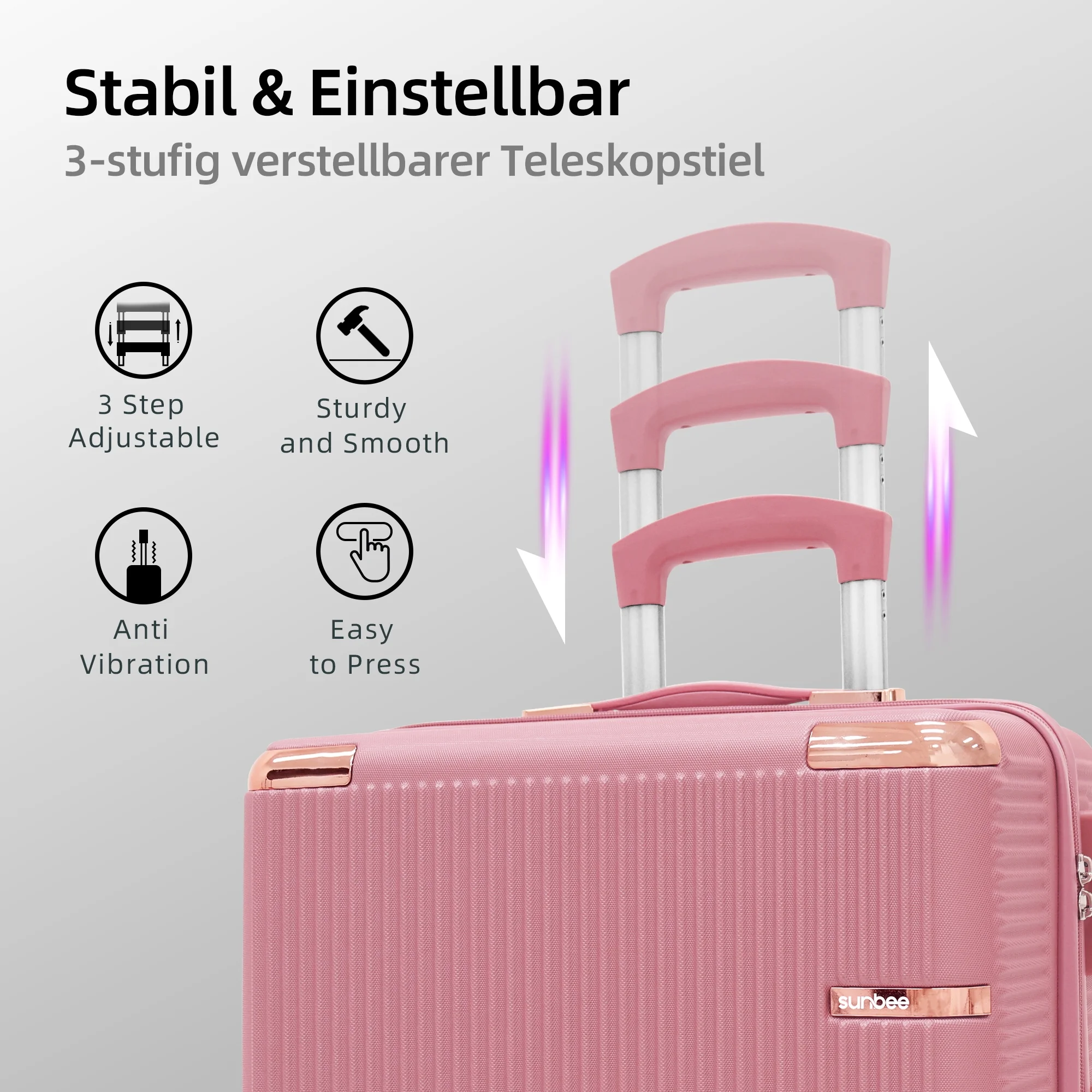 Sunbee Hardside Luggage Set 3 Piece Set Lightweight Suitcase with TSA Lock Spinner Wheels - Image 9