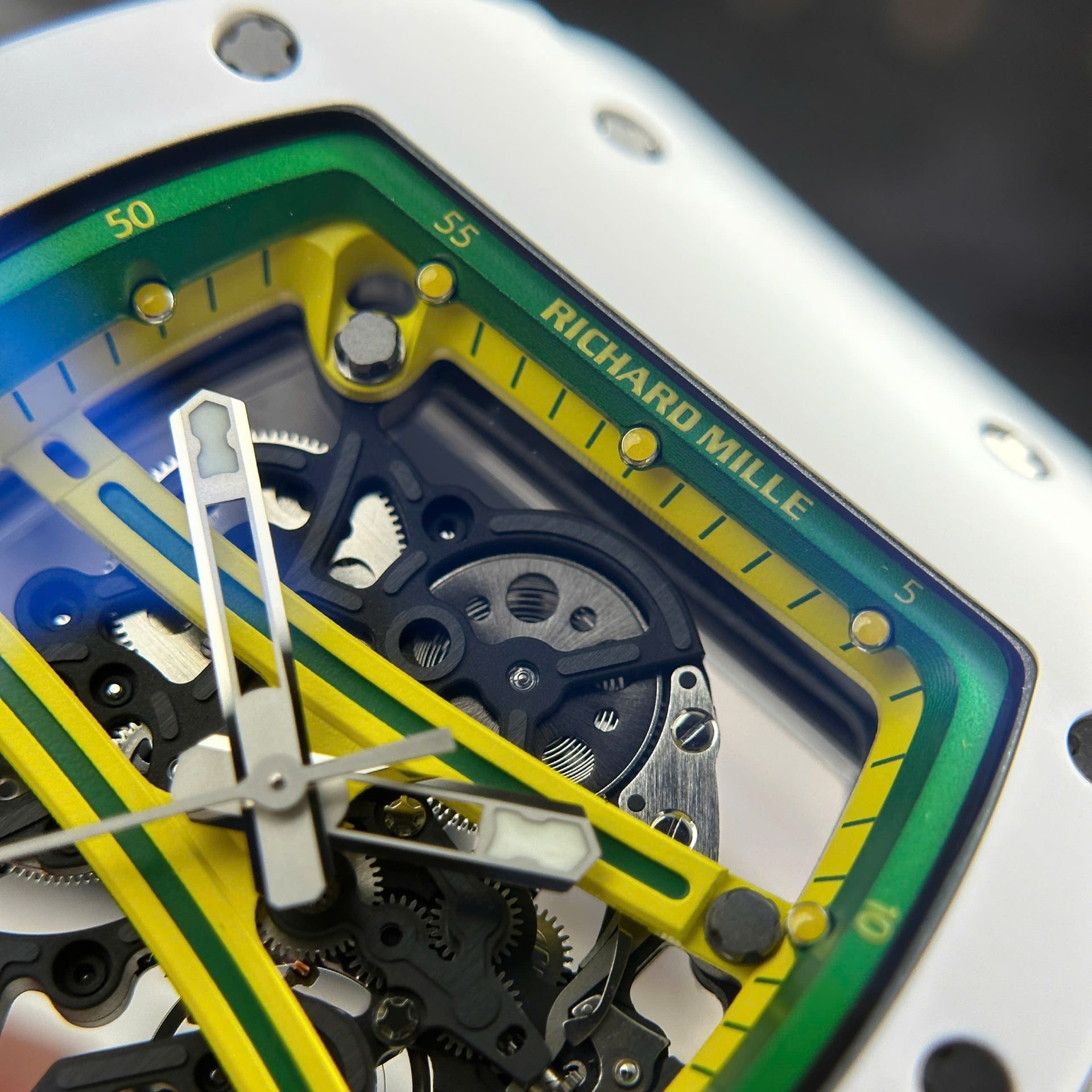 Richard Mille Best Copies Watch RM61-01 Manual Winding Yohan Blake Ceramic White ZF 42.7 50.23mm - Top club