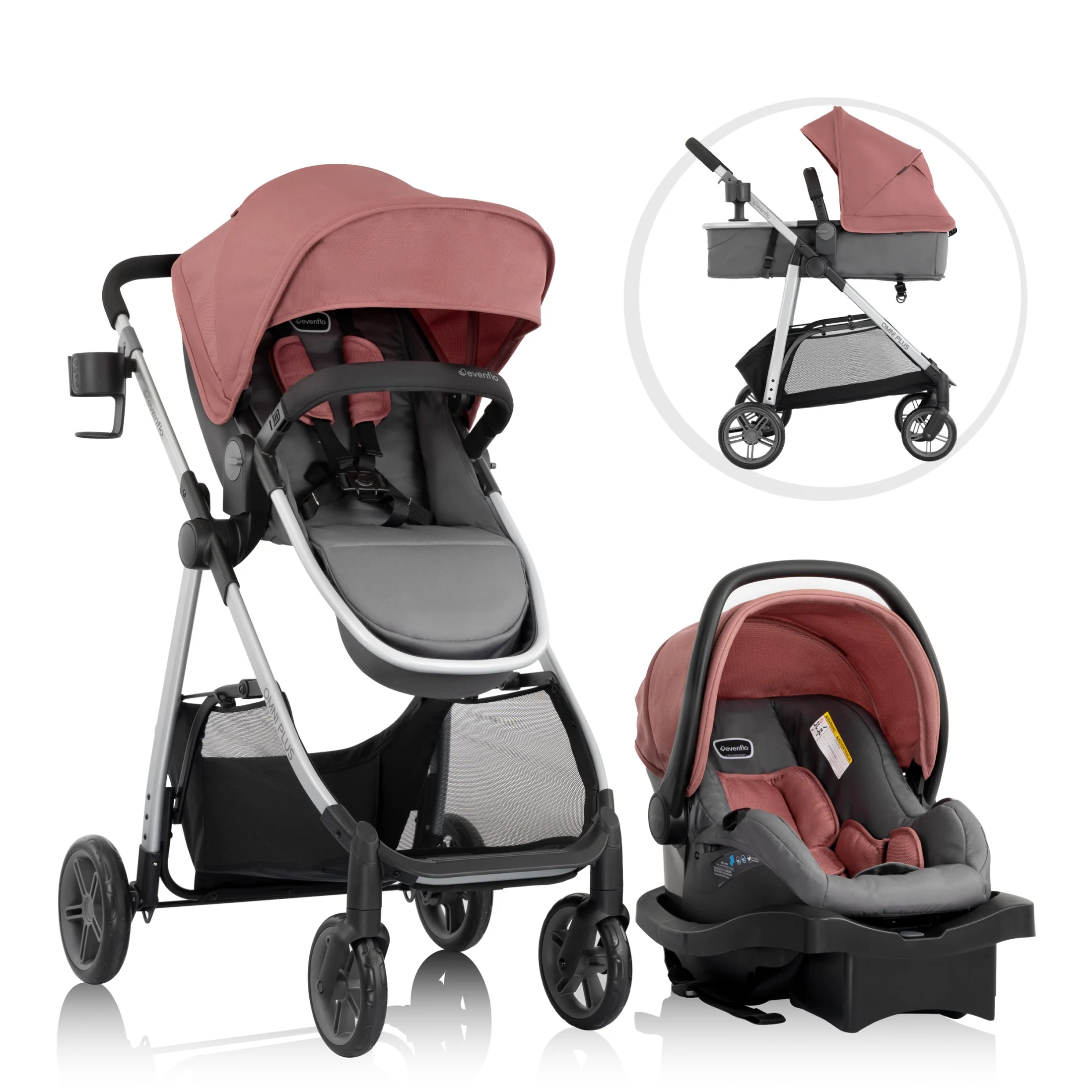 Evenflo Omni Plus Modular Travel System with LiteMax Sport Infant Car Seat, Mylar Gray, Unisex - Image 67