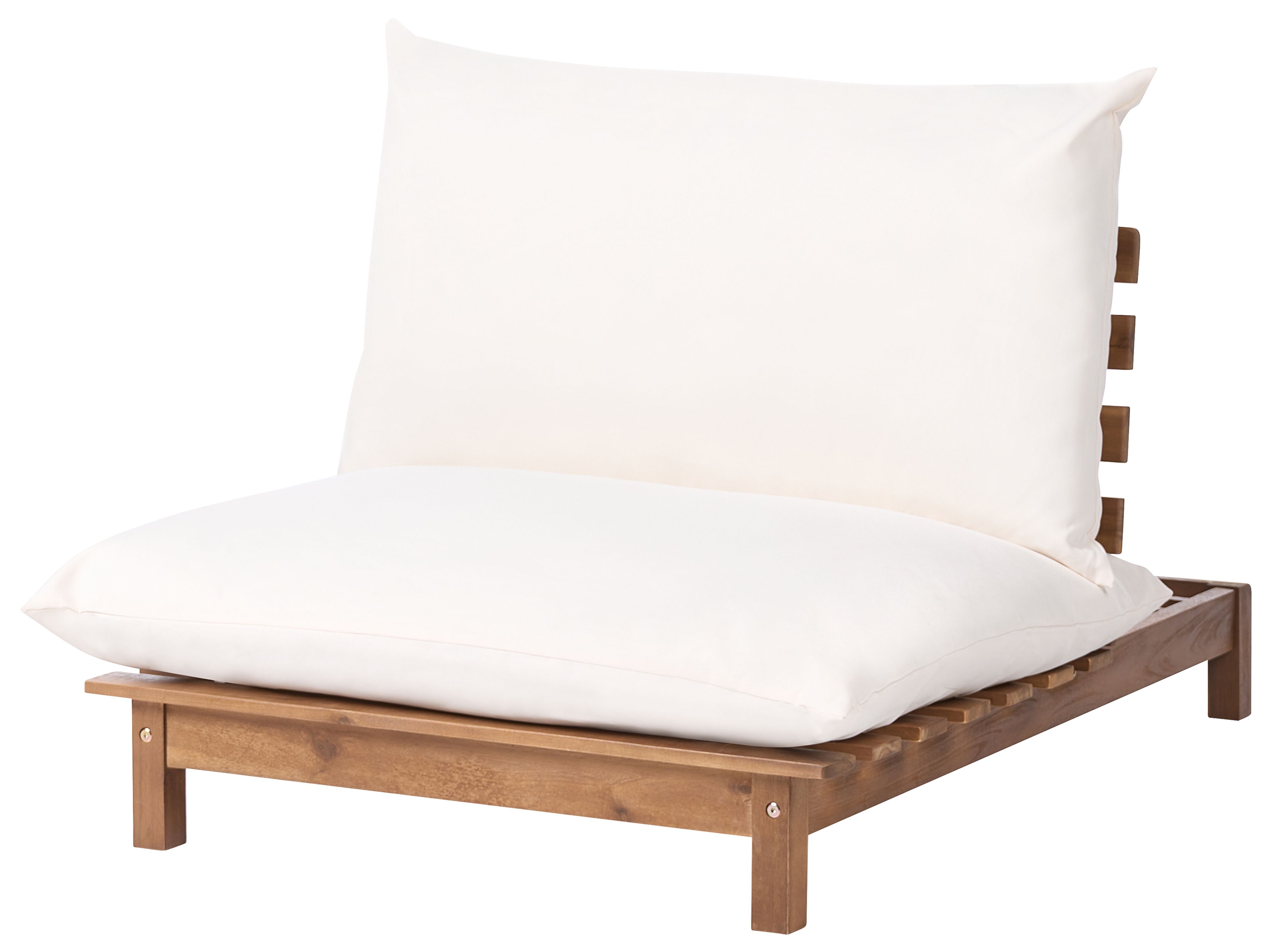 Sun Lounger with Cushion SUNO Acacia Wood Light Brown