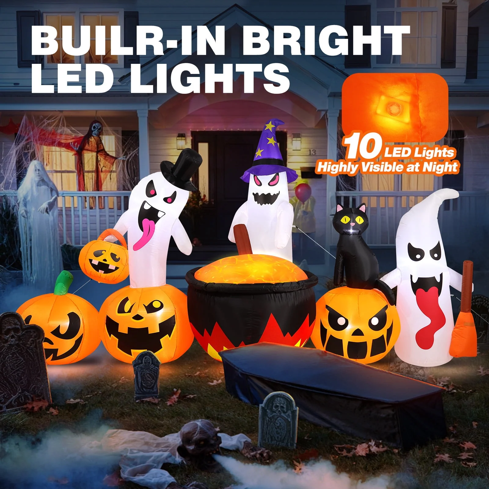 Ayieyill 8.5FT Halloween Inflatables Pumpkin Ghost Family with Built-in LED Lights, Halloween Blow up Yard Decorations - Image 8 Ayieyill 8.5FT Halloween Inflatables Pumpkin Ghost Family with Built-in LED Lights, Halloween Blow up Yard Decorations - Image 8