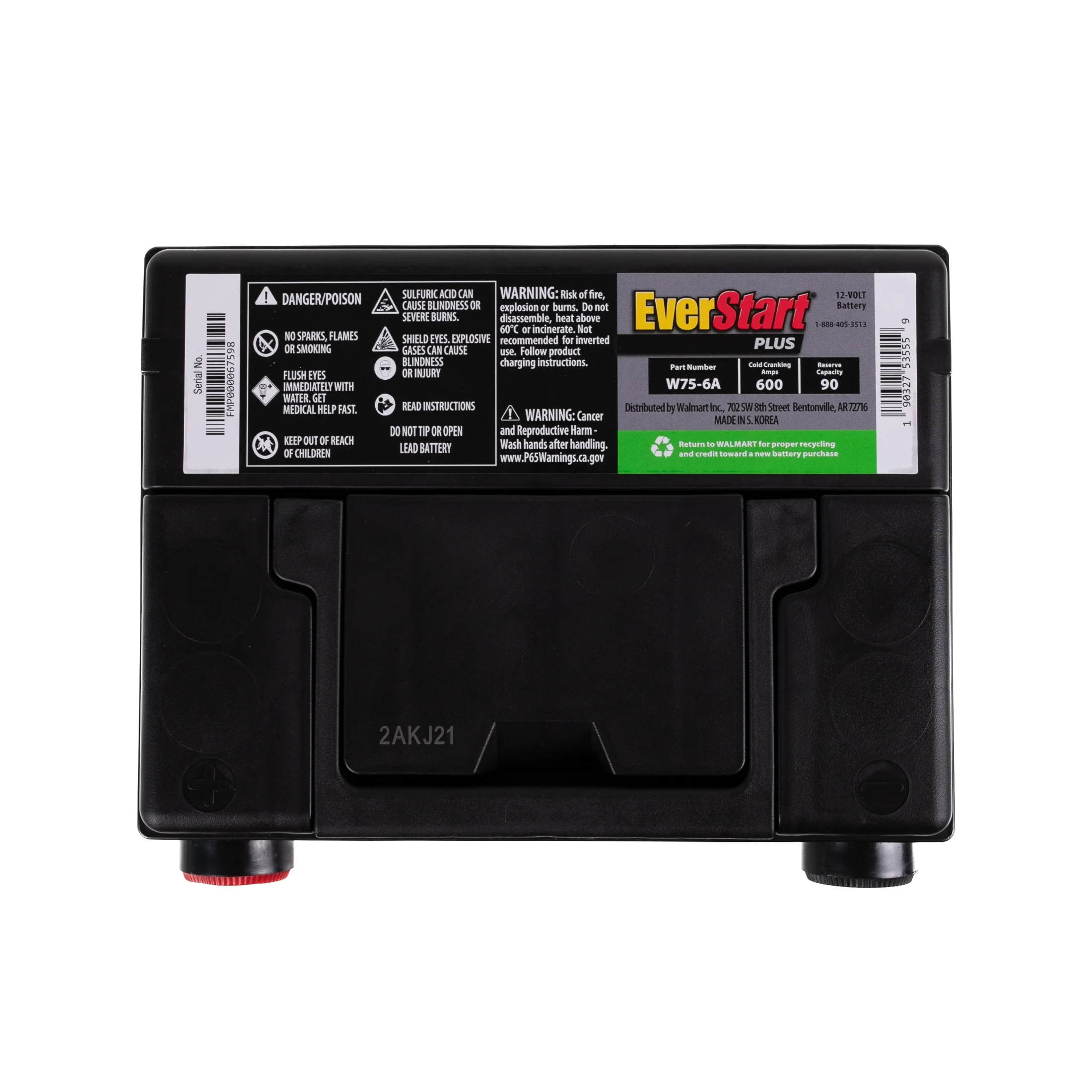 EverStart Plus Lead Acid Automotive Battery, Group Size 75 (12 Volt/600 CCA) - Image 5