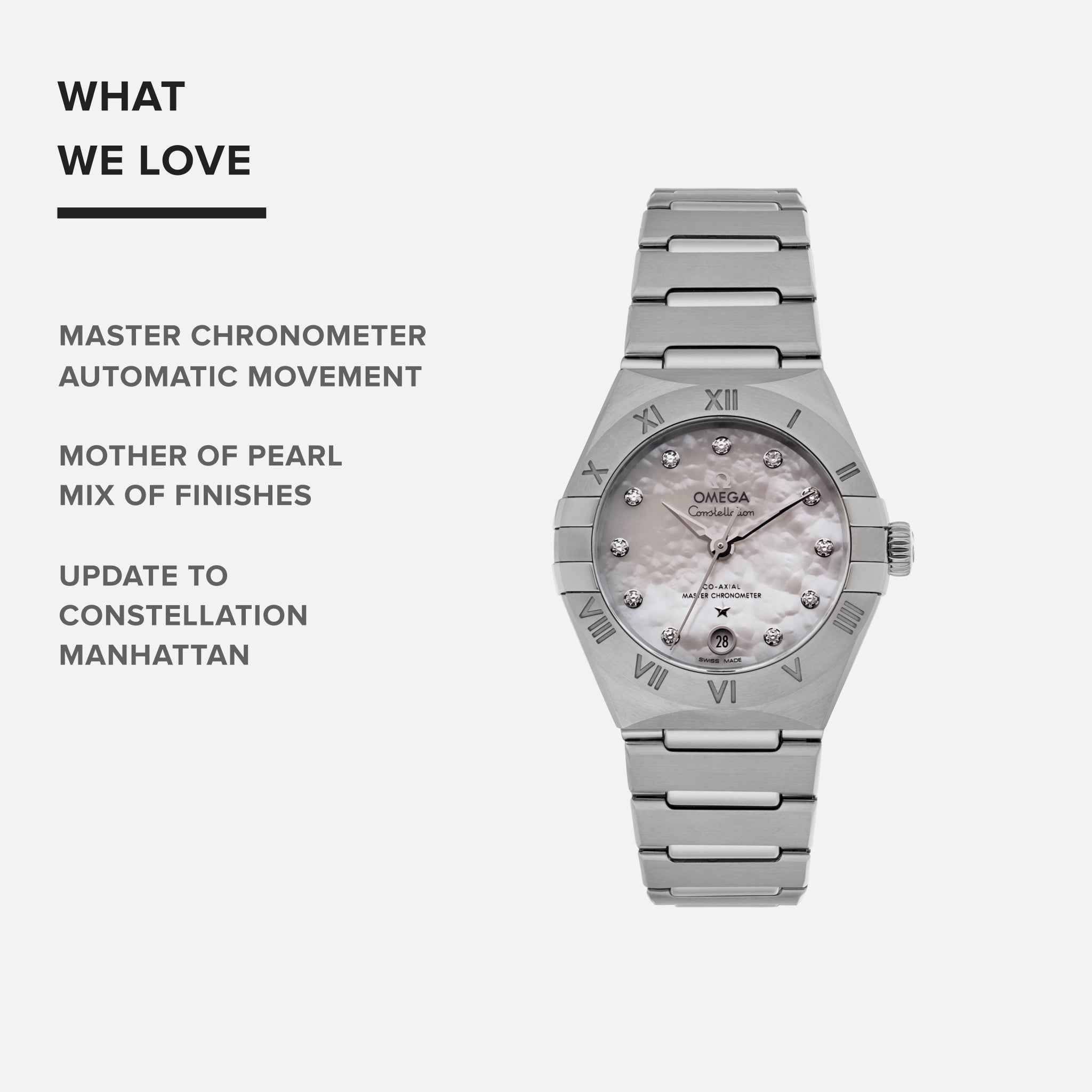 Constellation Co-Axial Master Chronometer 29mm Stainless Steel With Diamonds(1:1 replica) - Top club