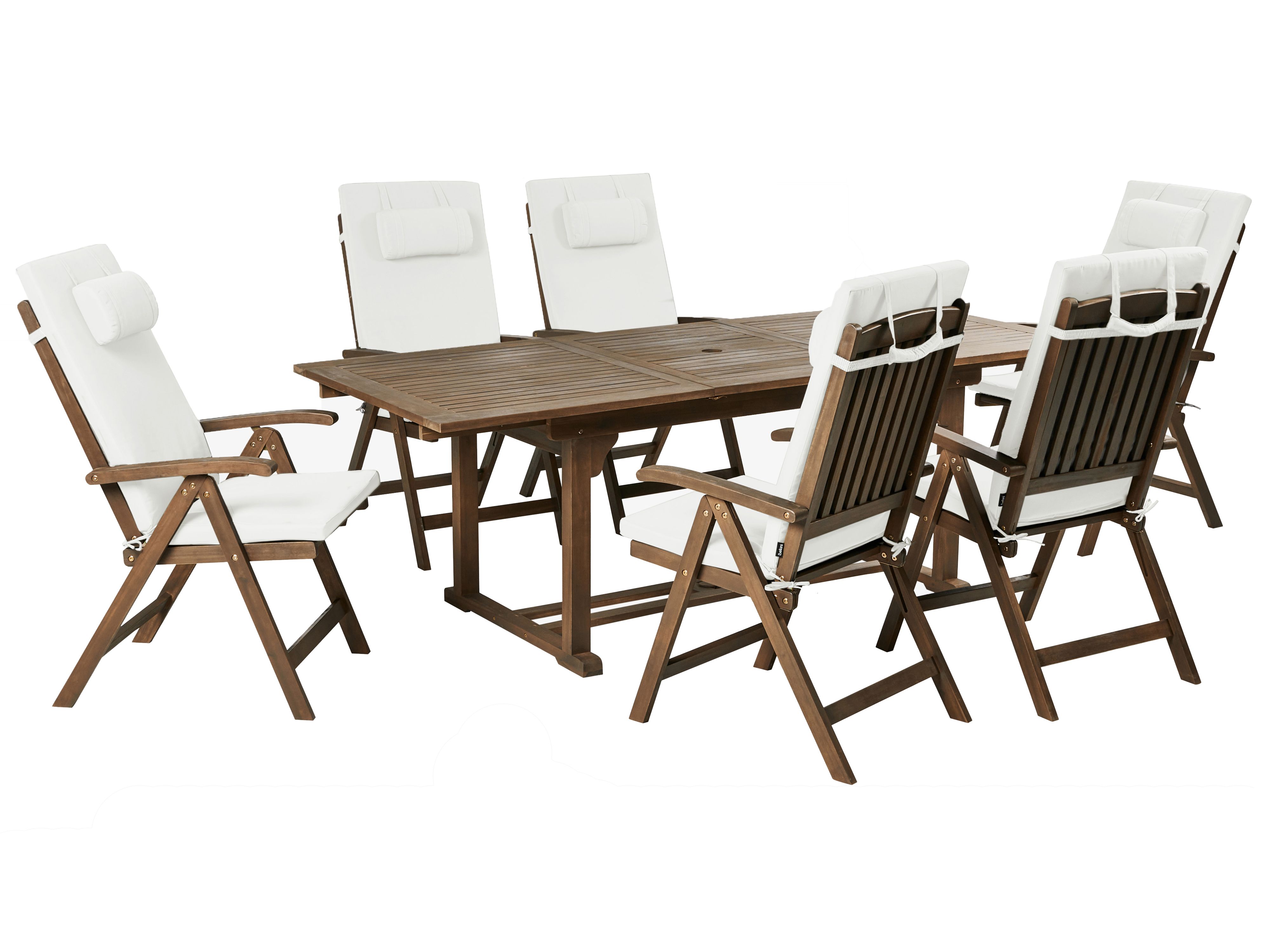 Garden Dining Set 6 Seater AMANTEA PREMIUM Acacia Wood Off-White