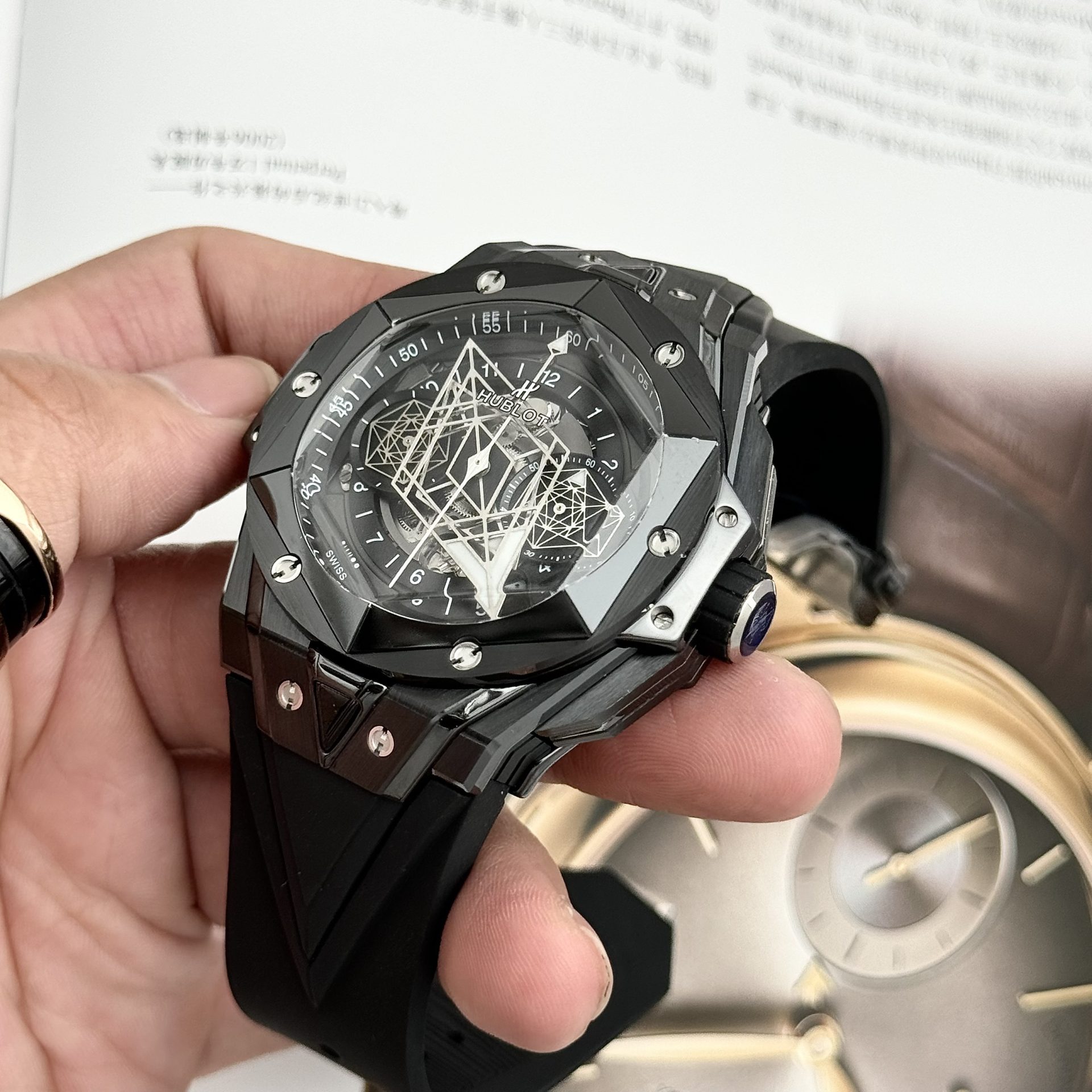 Hublot Replica Watches Big Bang Sang Bleu II Black Ceramic BBF 45mm - Top club